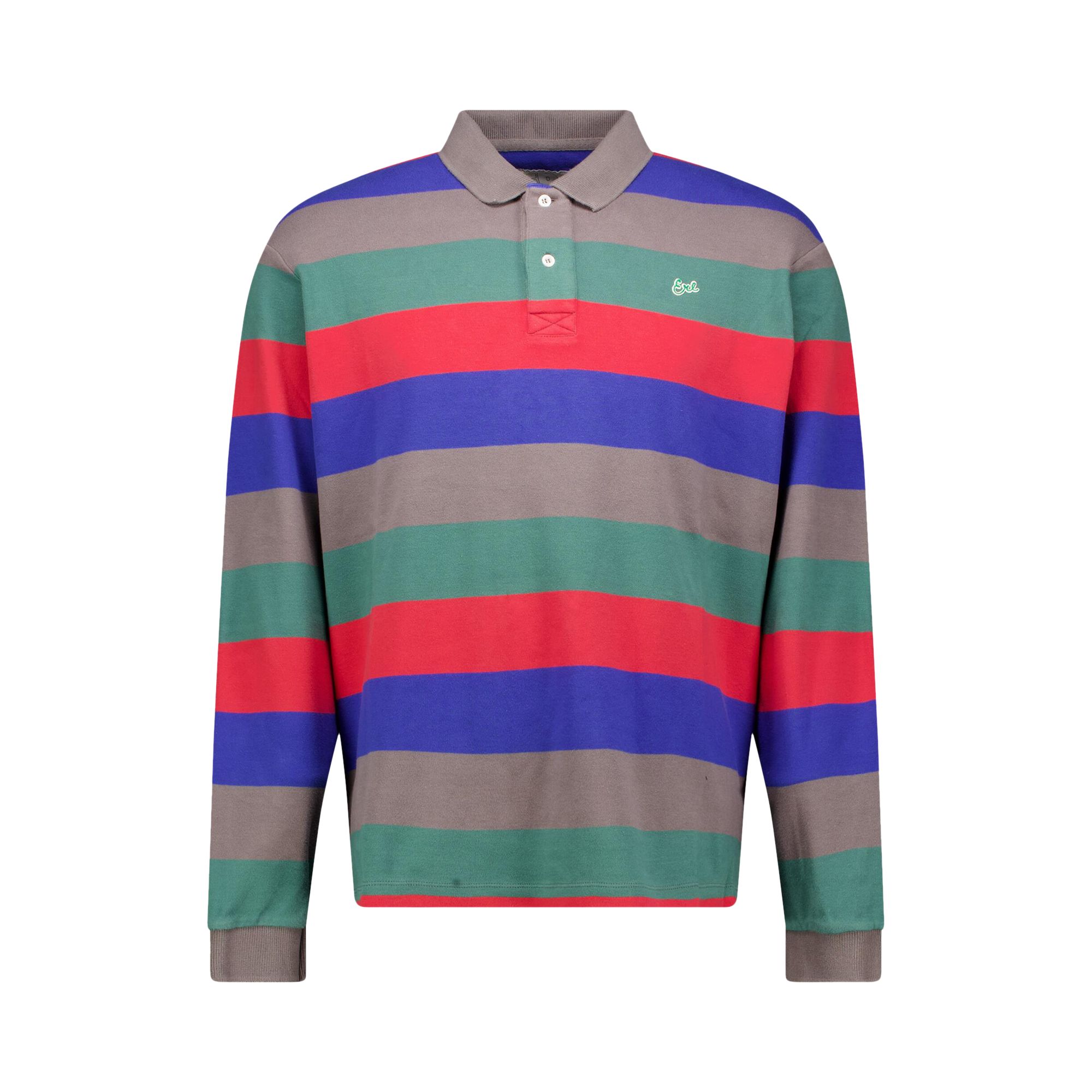 Pre-owned Erl Striped Long-sleeve Polo 'multicolor' | Grey | Men's Size L In Gray