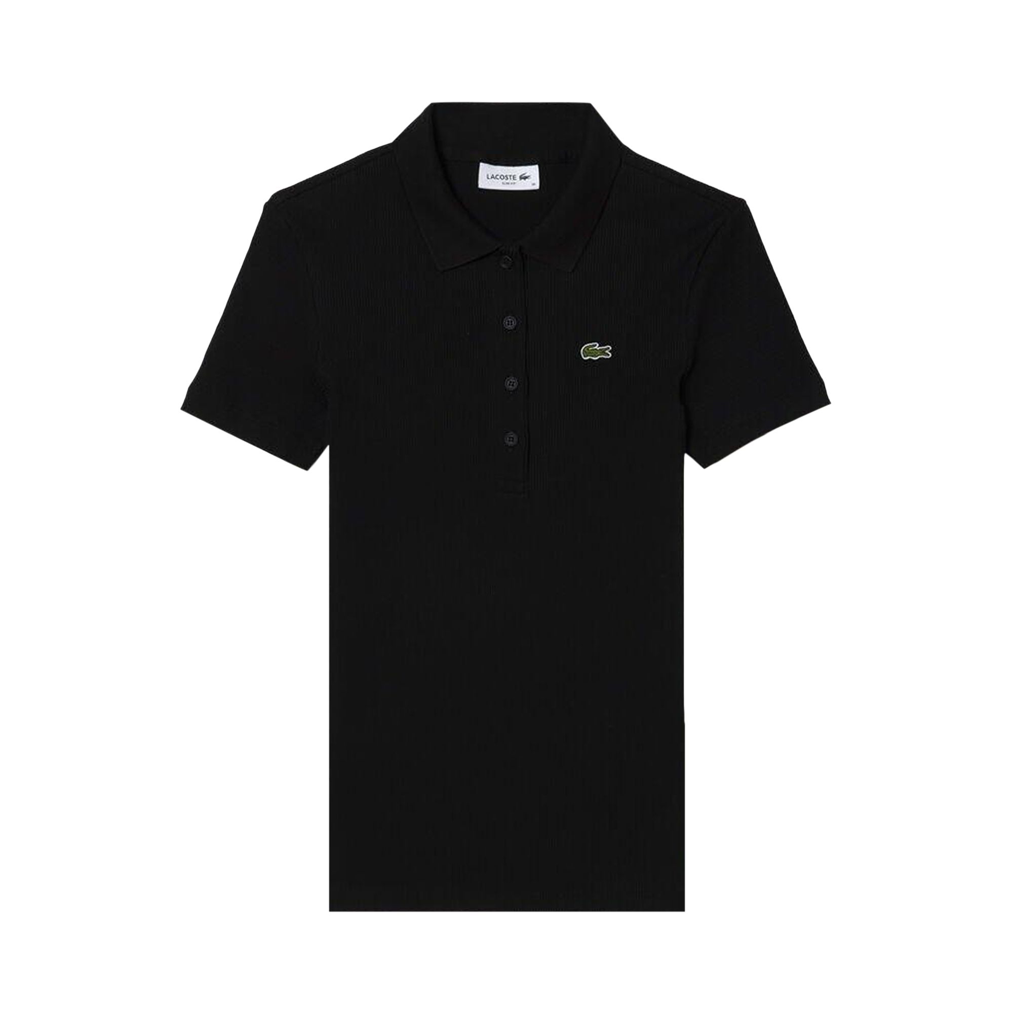 Pre-owned Lacoste Slim Fit Ribbed Polo Shirt 'black' | Women's Size 38