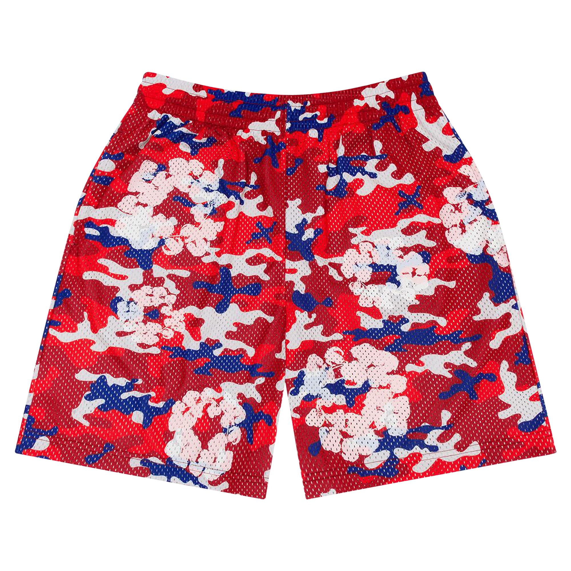 Pre-owned Denim Tears Camo Cotton Wreath Mesh Shorts 'red' | Men's Size L