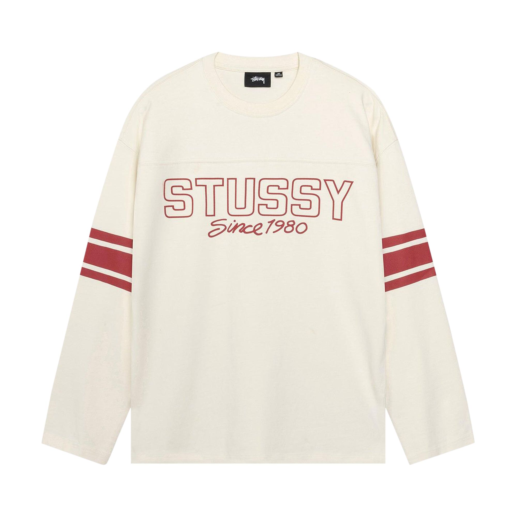 Pre-owned Stussy Football Crew 'bone' | Cream | Men's Size L In White