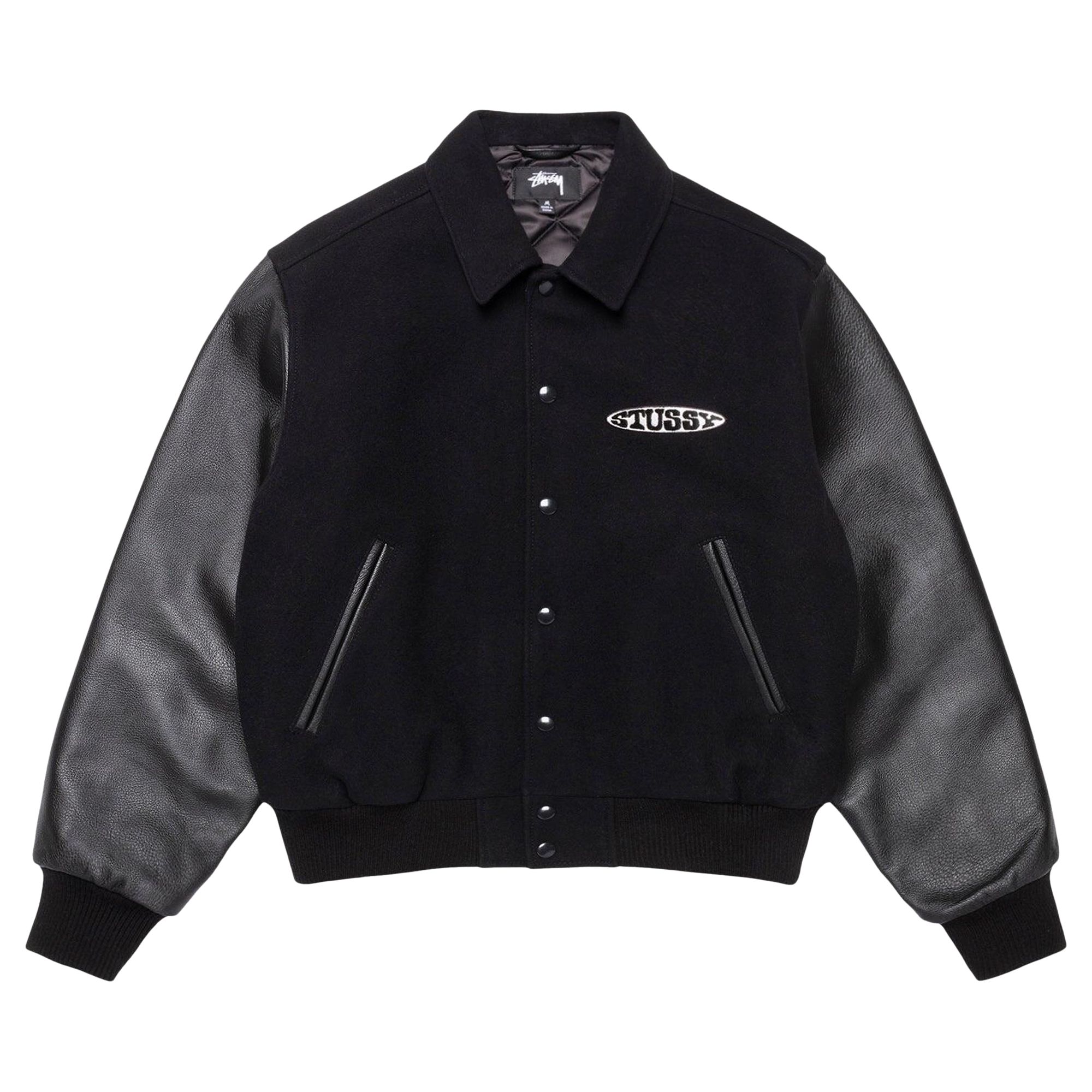 Pre-owned Stussy Globe Varsity Jacket 'black' | Men's Size L