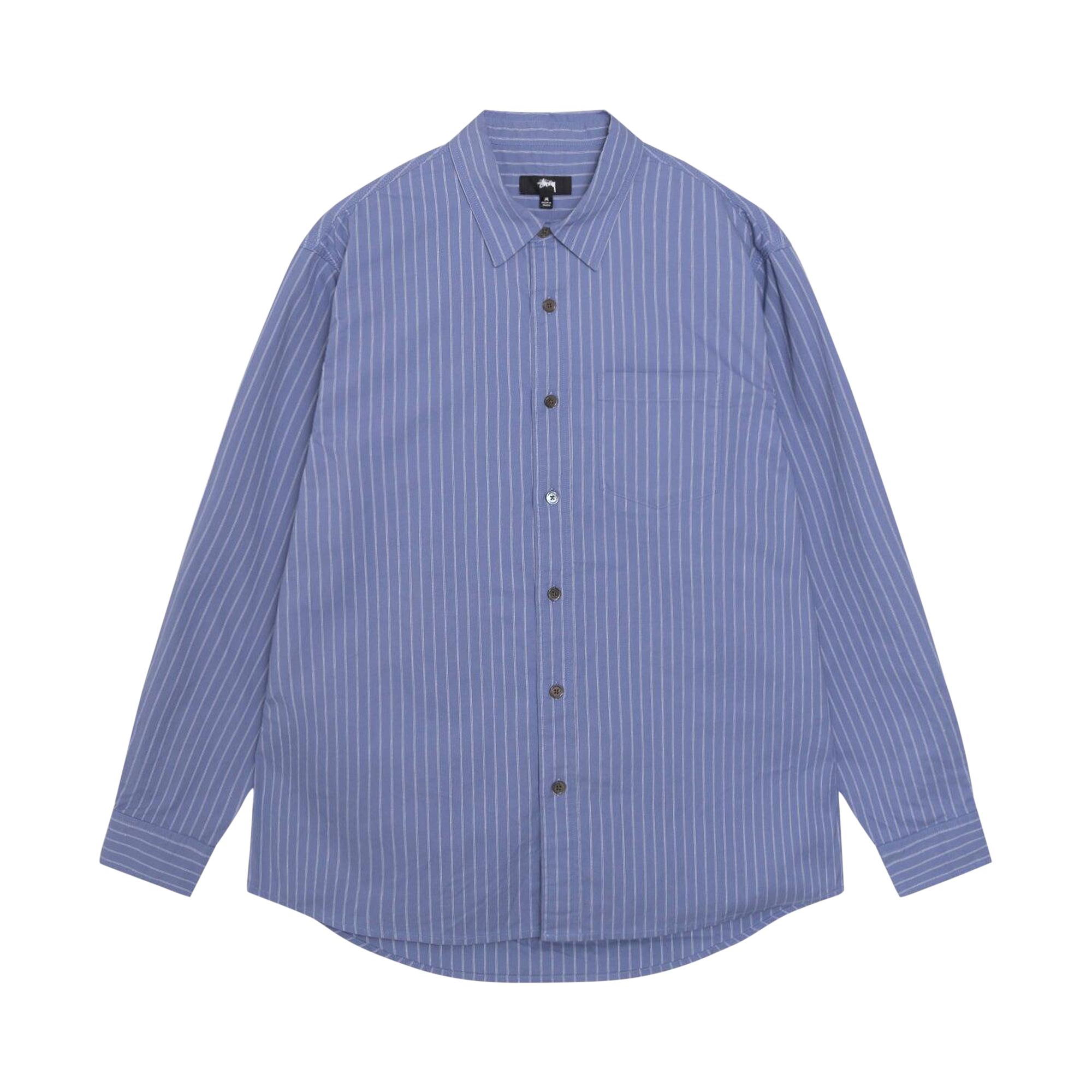 Pre-owned Stussy Oxford Shirt 'blue Stripe' | Men's Size M