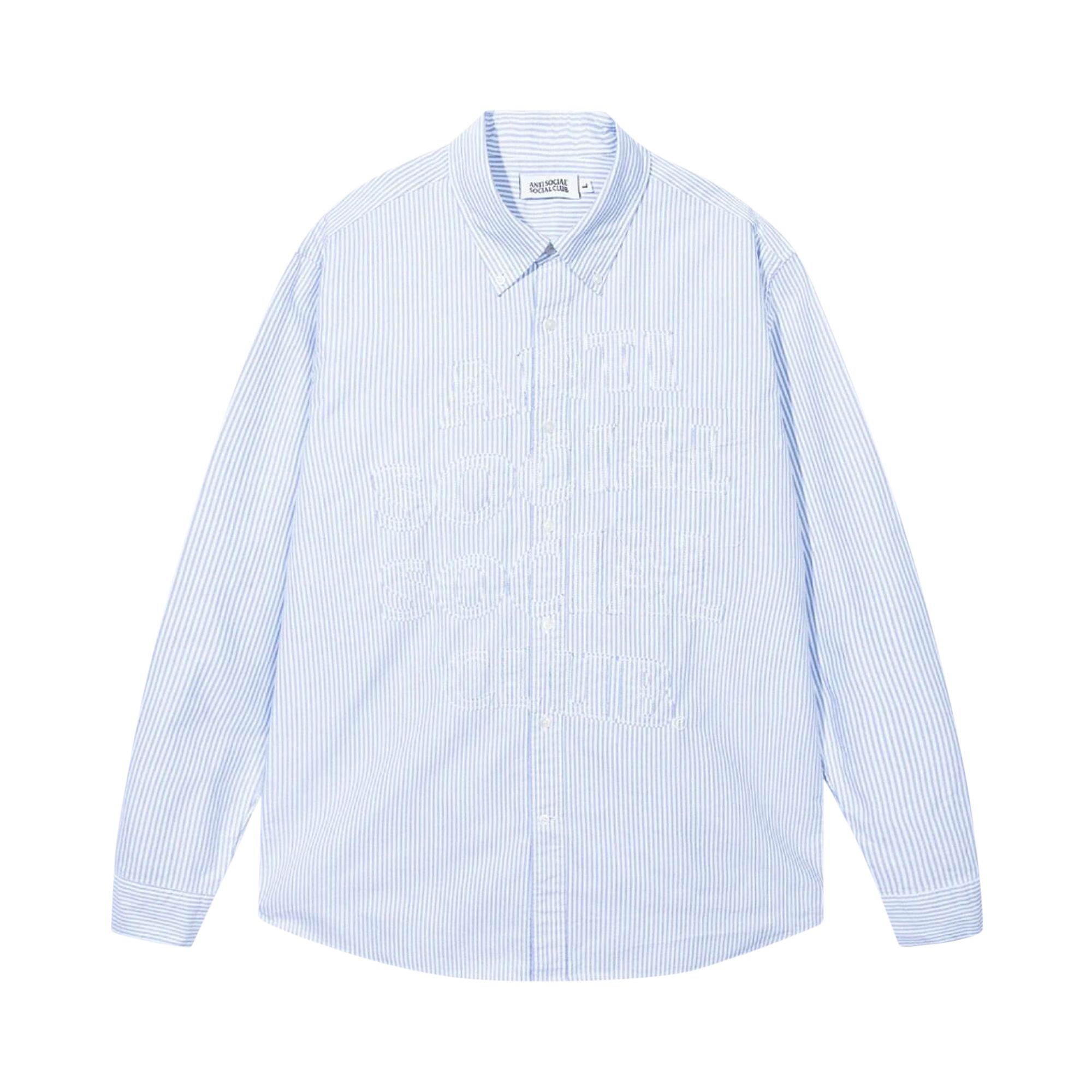 Pre-owned Anti Social Social Club Mind Games Oxford Shirt 'french Blue Stripe' | Men's Size Xxl