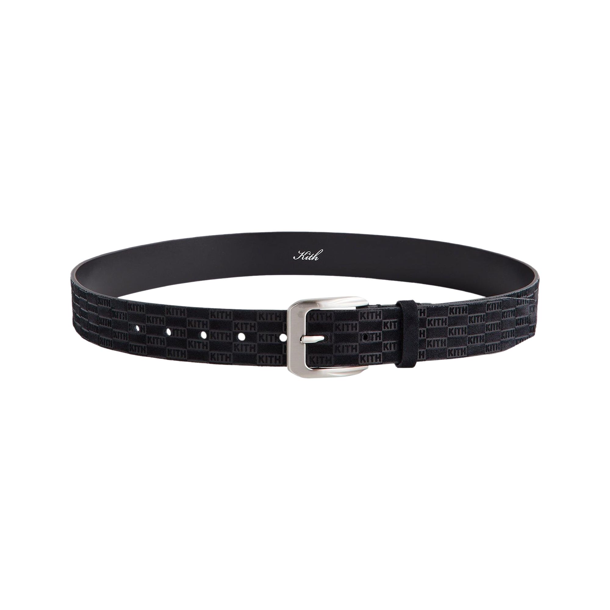 Pre-owned Kith Monogram Suede Leather Belt 'black' | Men's Size L