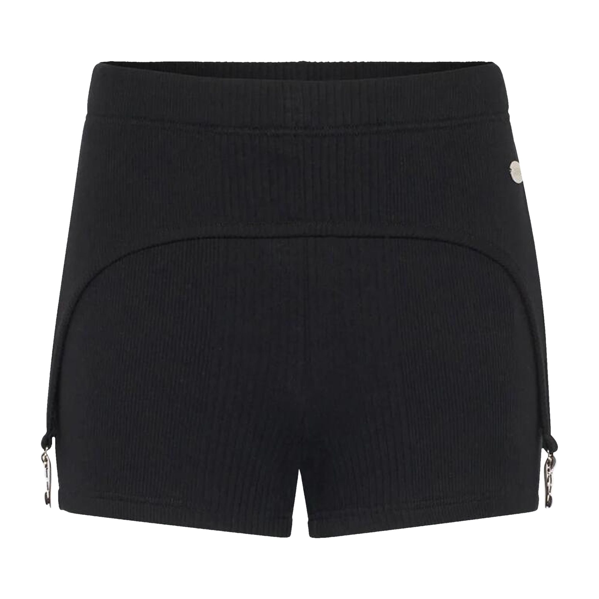 Pre-owned Jean Paul Gaultier Cotton Ribbed Mini Short With Lingerie Garter 'black' | Women's Size Xs