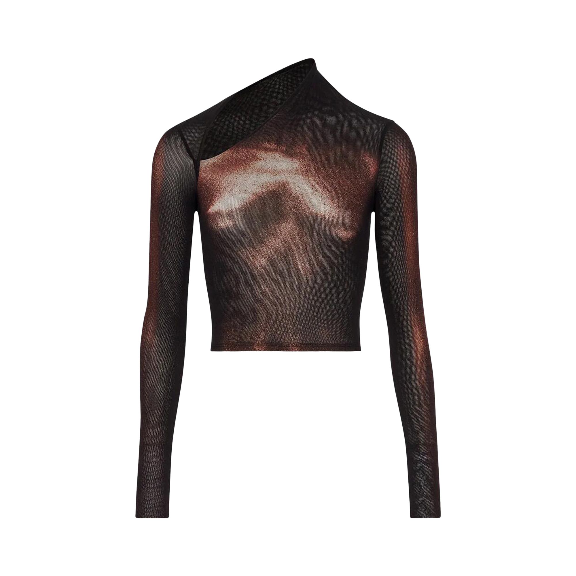 Pre-owned Jean Paul Gaultier Mesh Asymetric Collar Crop Top 'black/brown' | Women's Size S