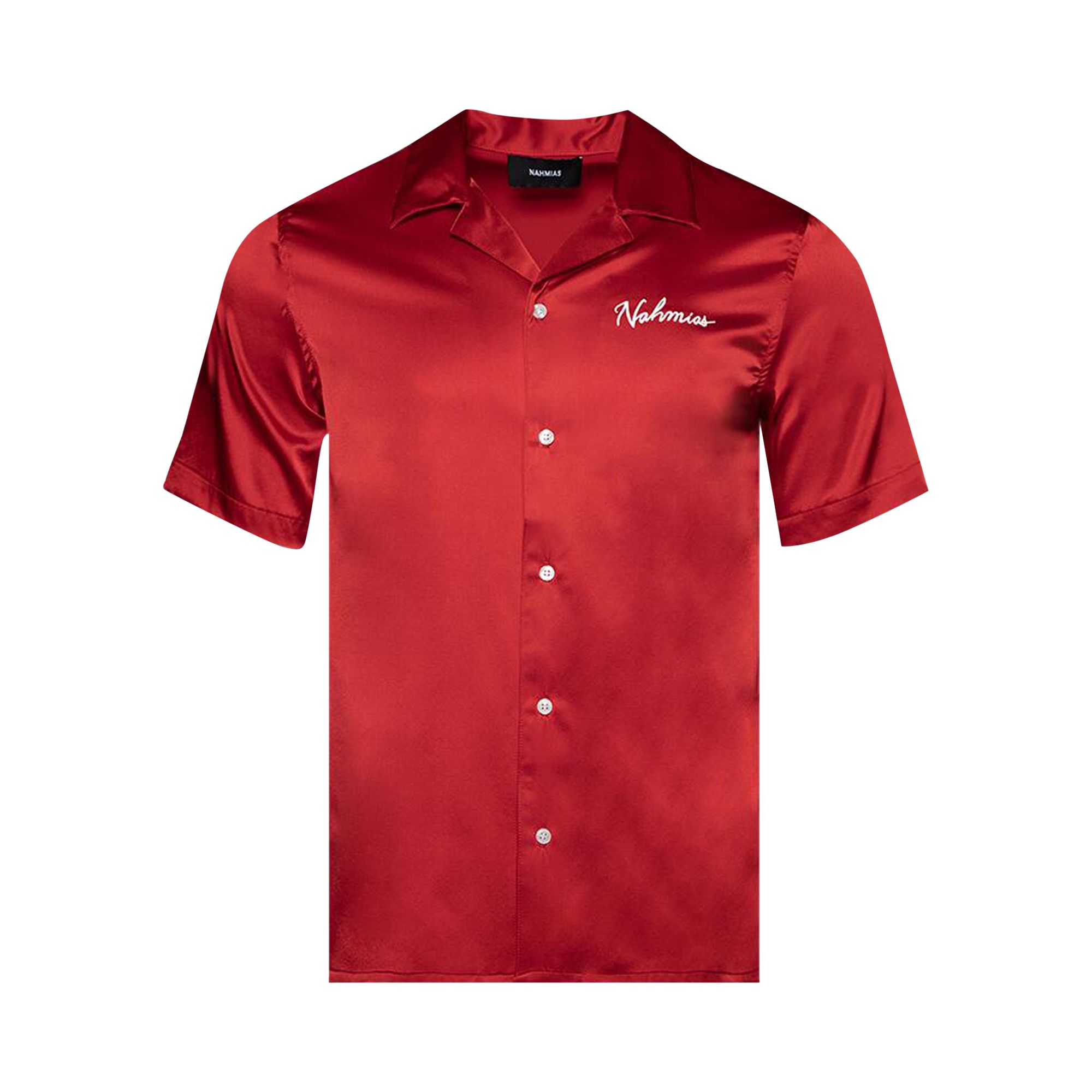 Pre-owned Nahmias Short-sleeve Silk Shirt 'cherry' | Red | Men's Size L