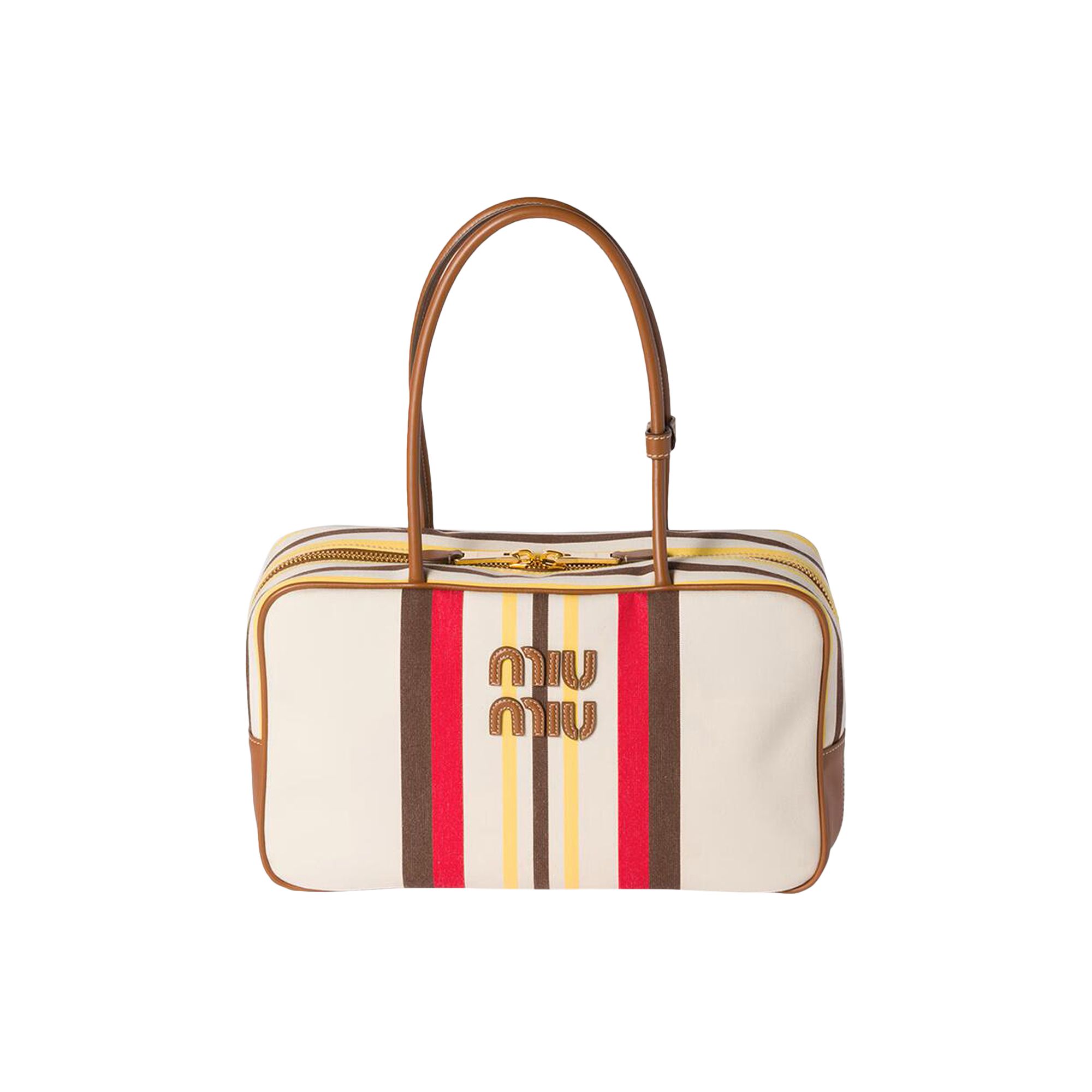 Pre-owned Miu Miu Beau Canvas And Leather Bag 'naturale/moro' | Tan | Women's Size Onesize In Brown
