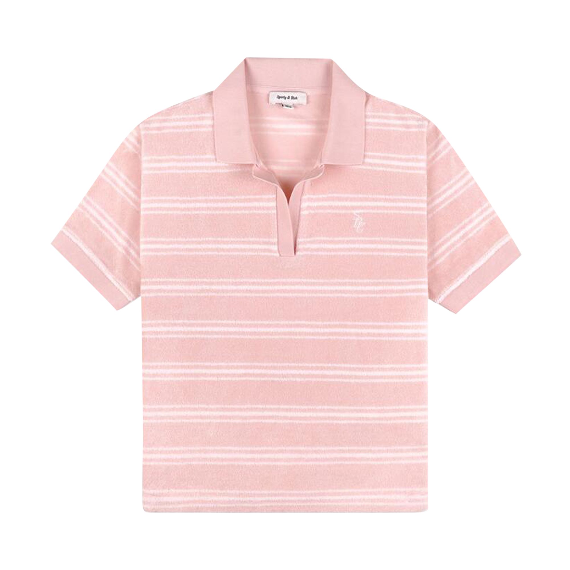 Pre-owned Sporty And Rich Sporty & Rich Src Terry Polo 'pink Dolphin Striped' | Women's Size L