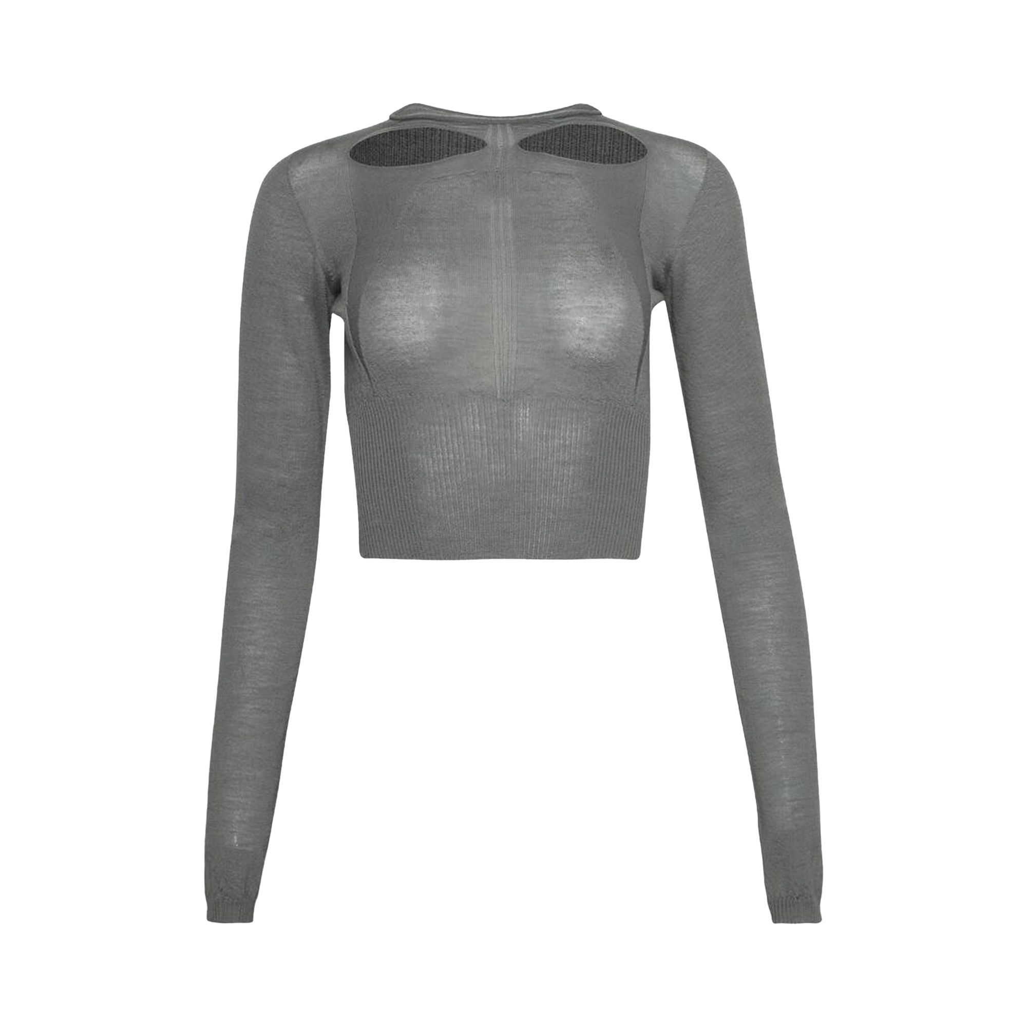 Pre-owned Rick Owens Slashed Long-sleeve Cropped Sweater 'washed Indigo' | Blue | Women's Size M