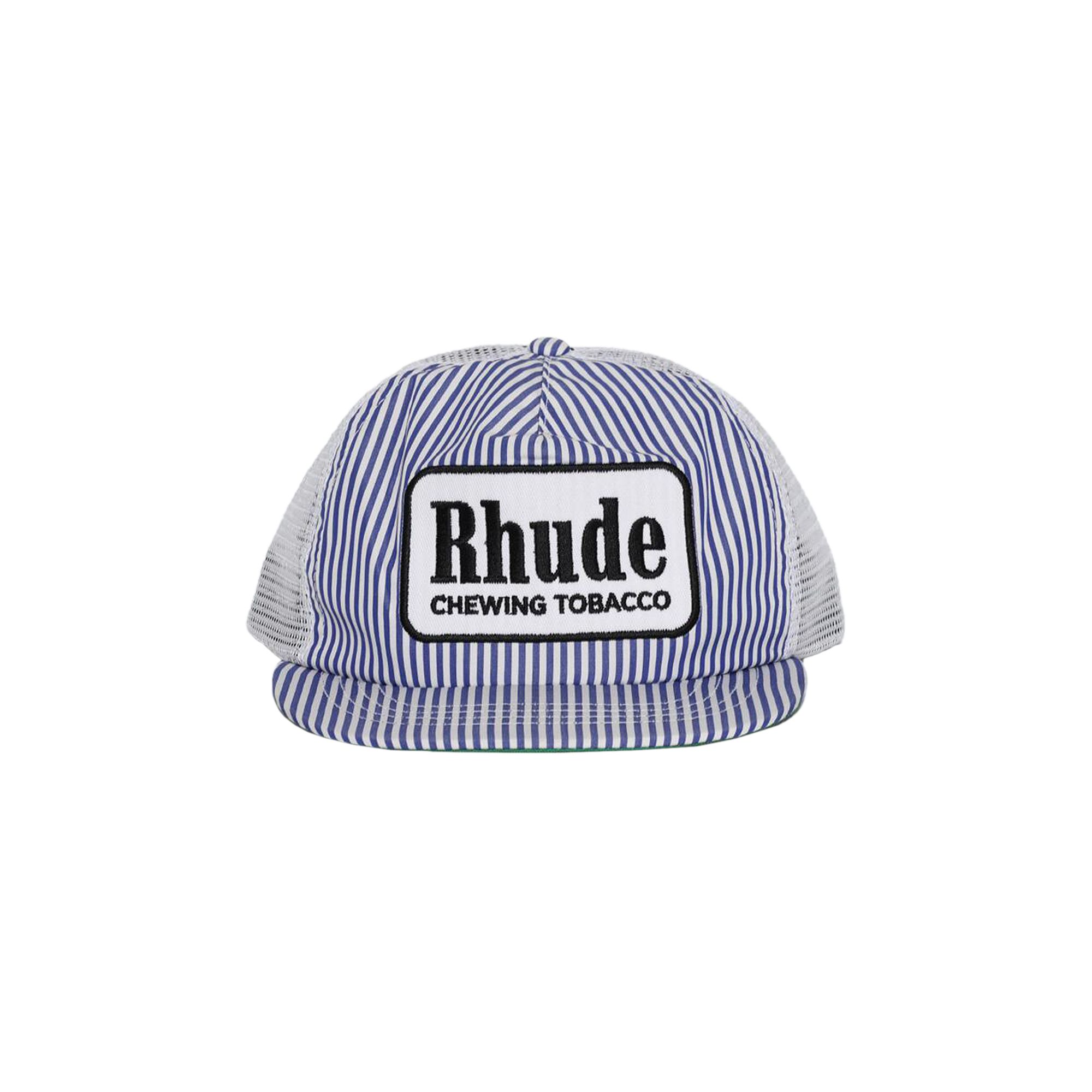 Pre-owned Rhude Striped Tobacco Trucker Hat 'blue/white' | Men's Size Onesize