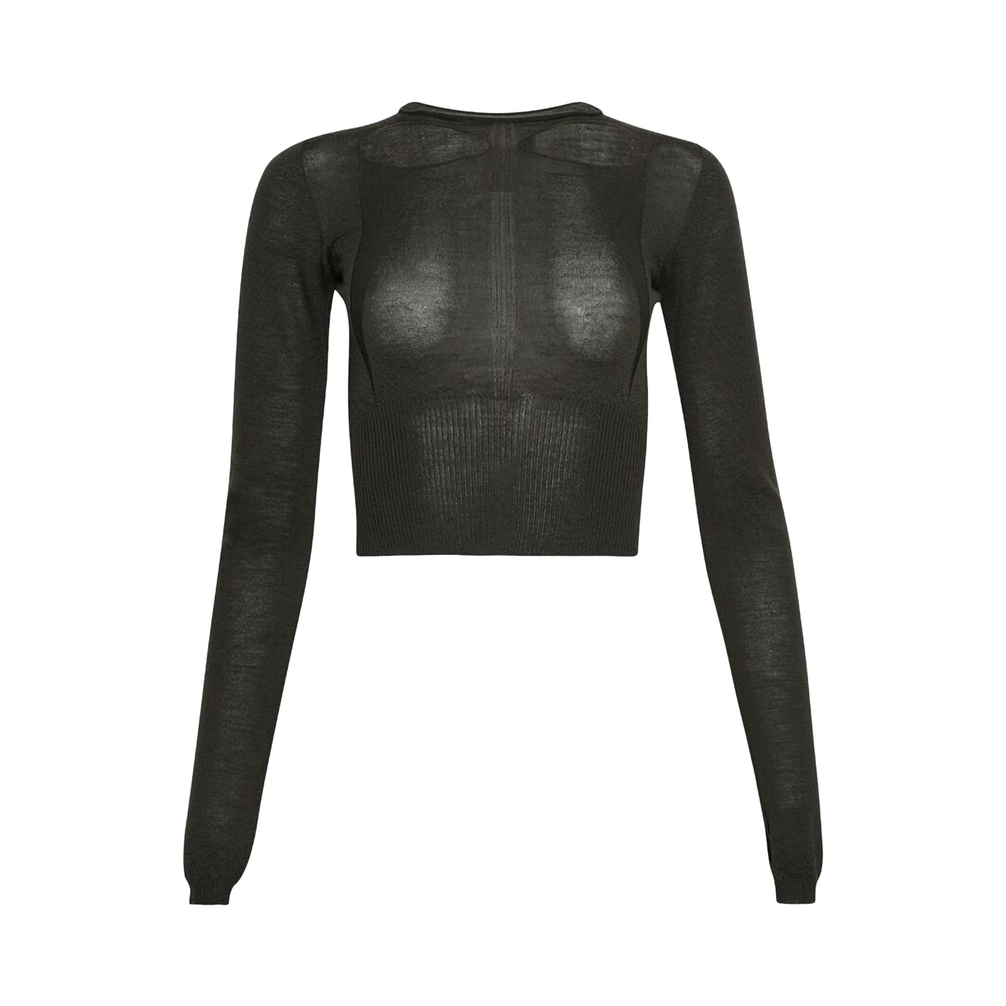 Pre-owned Rick Owens Slashed Long-sleeve Cropped Sweater 'bosco' | Brown | Women's Size L