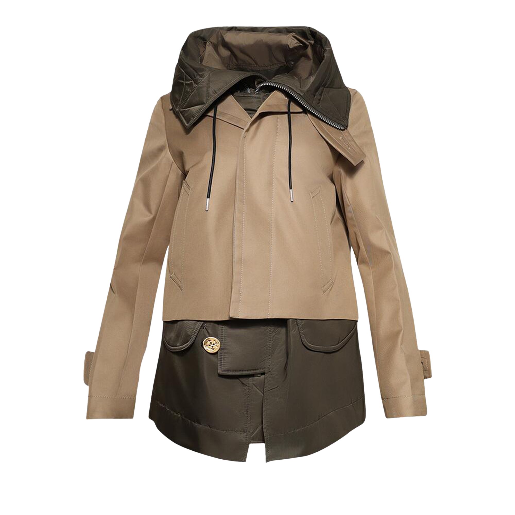 Pre-owned Sacai Cotton Gabardine Blouson 'beige/dark Khaki' | Tan | Women's Size 2 In Brown