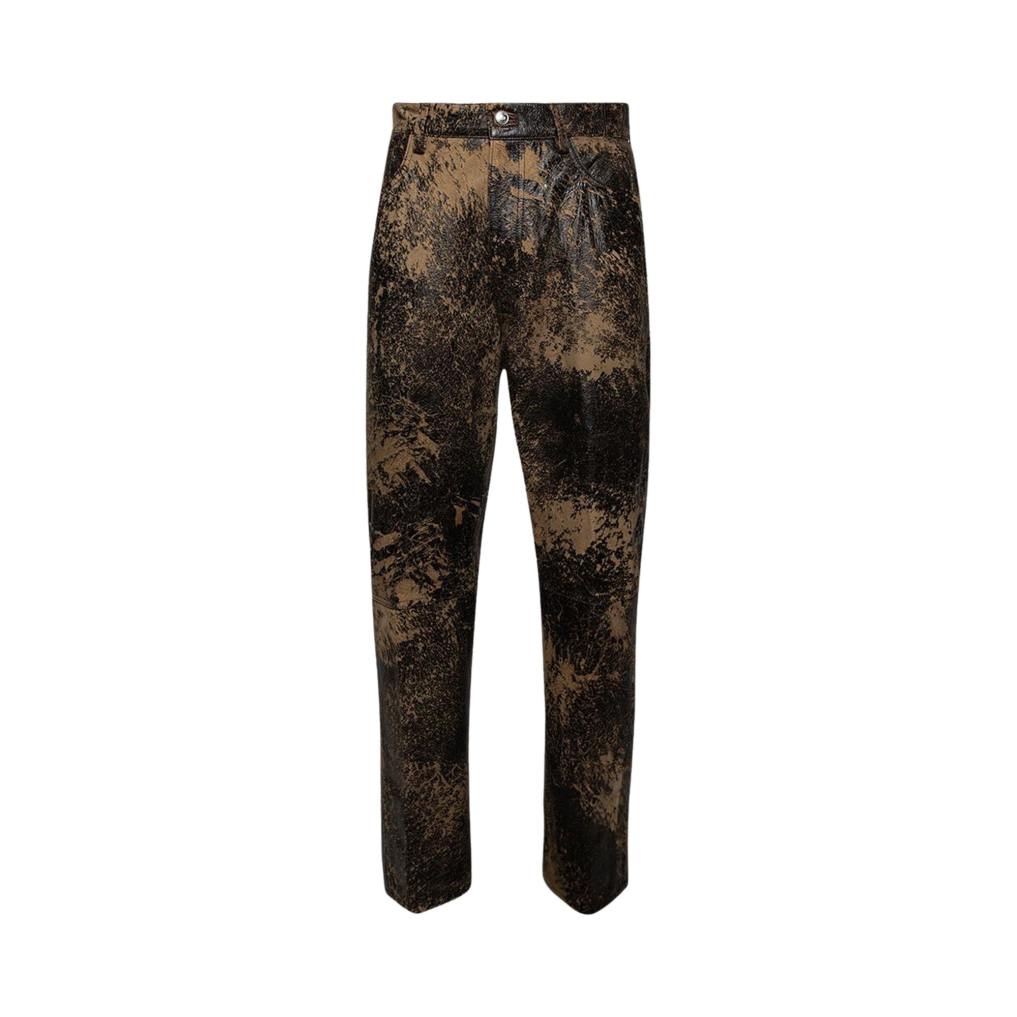 Pre-owned Nahmias Aged Leather Venice Jeans 'brown' | Men's Size 36