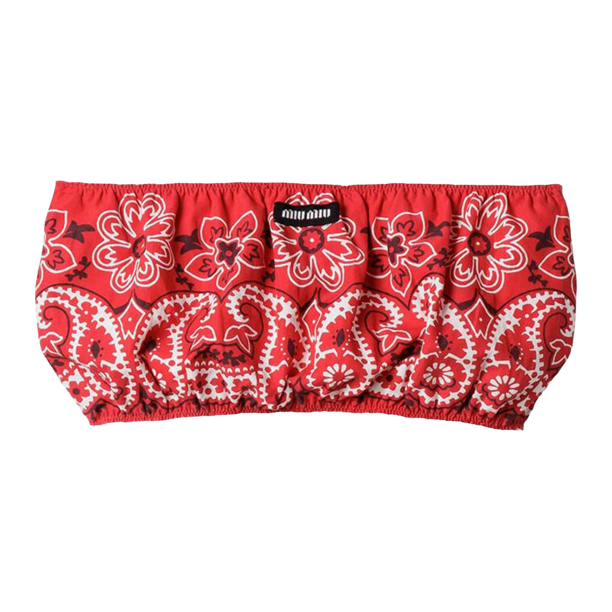 Pre-owned Miu Miu Printed Poplin Bra Top 'rosso/bianco' | Red | Women's Size 40