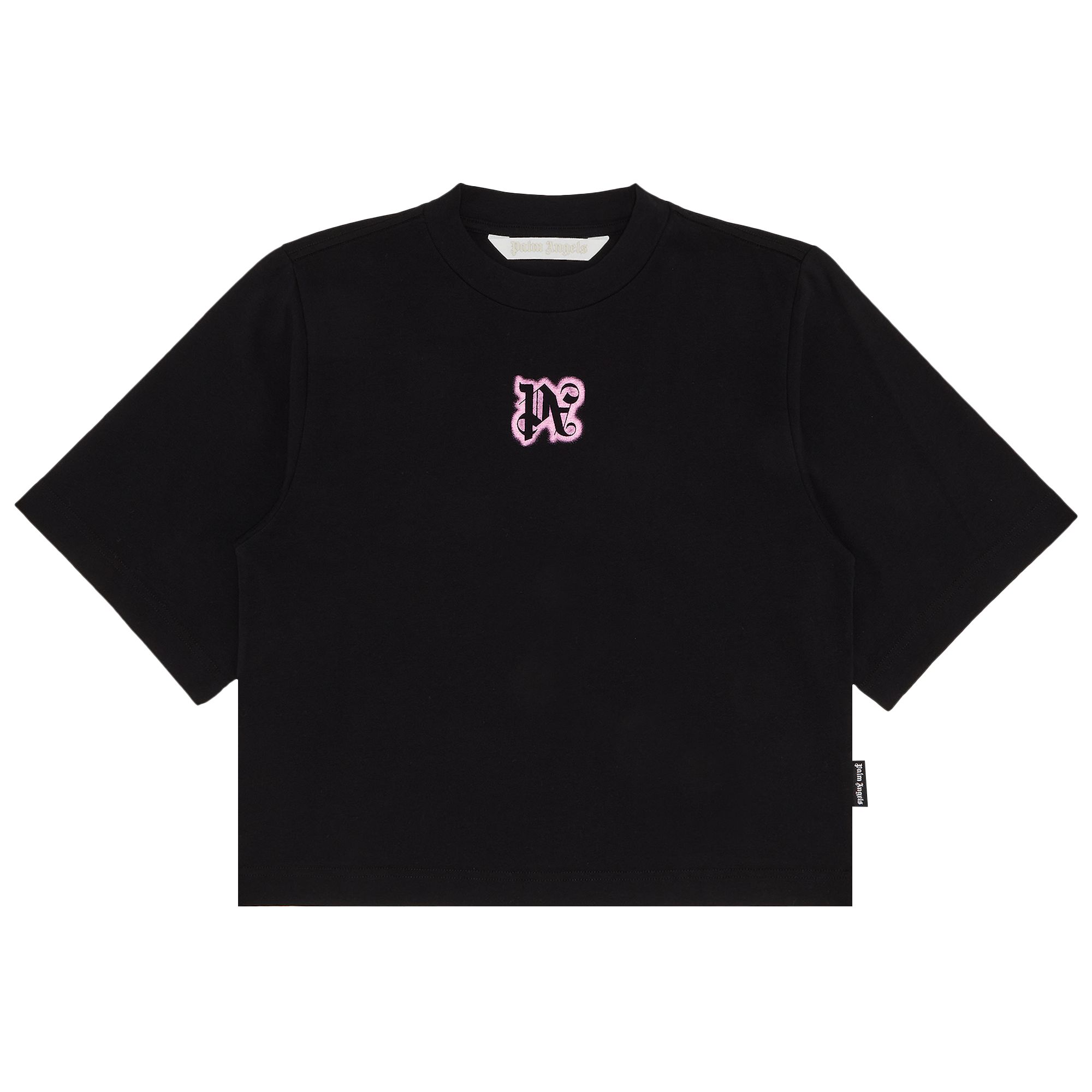 Pre-owned Palm Angels Classic Logo Neon Cropped Tee 'black/pink' | Women's Size L