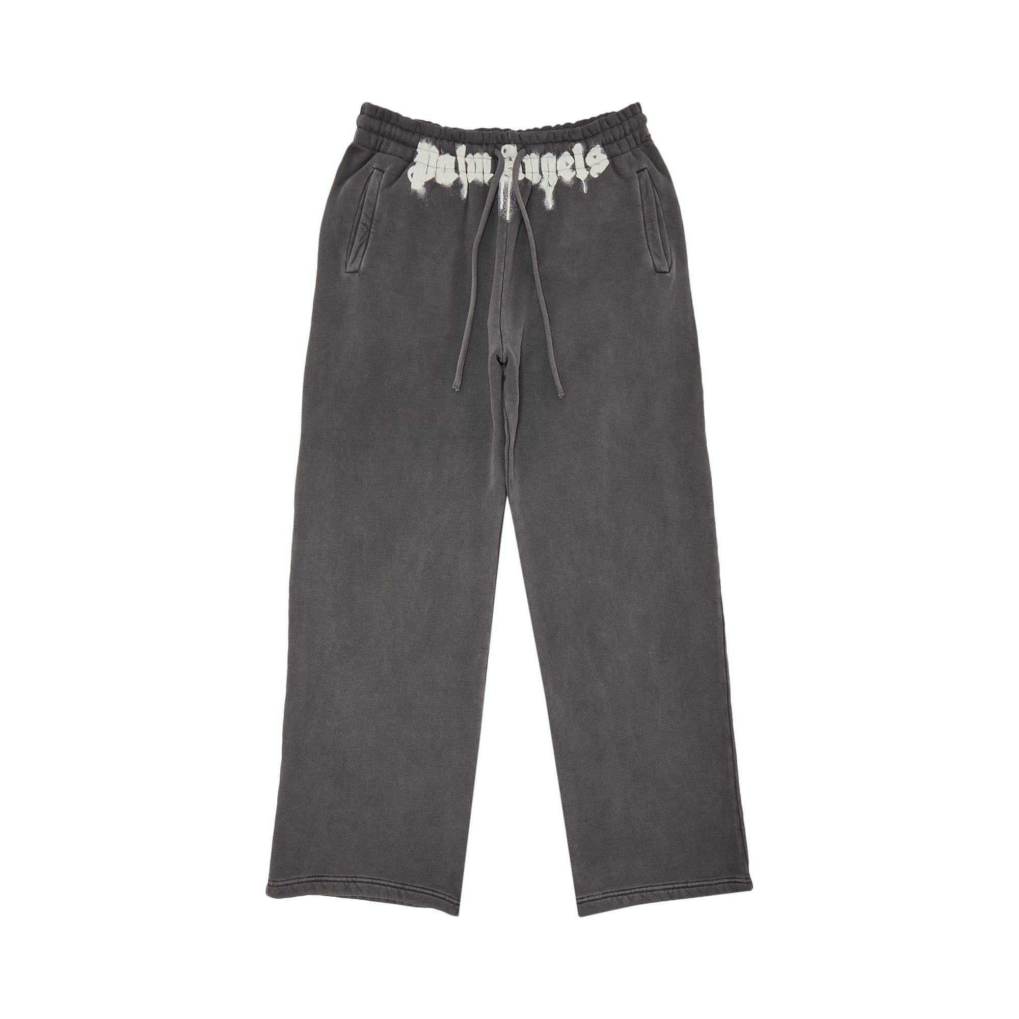Pre-owned Palm Angels Waist Logo Sweatpants 'dark Grey/off White' | Men's Size Xl In Gray