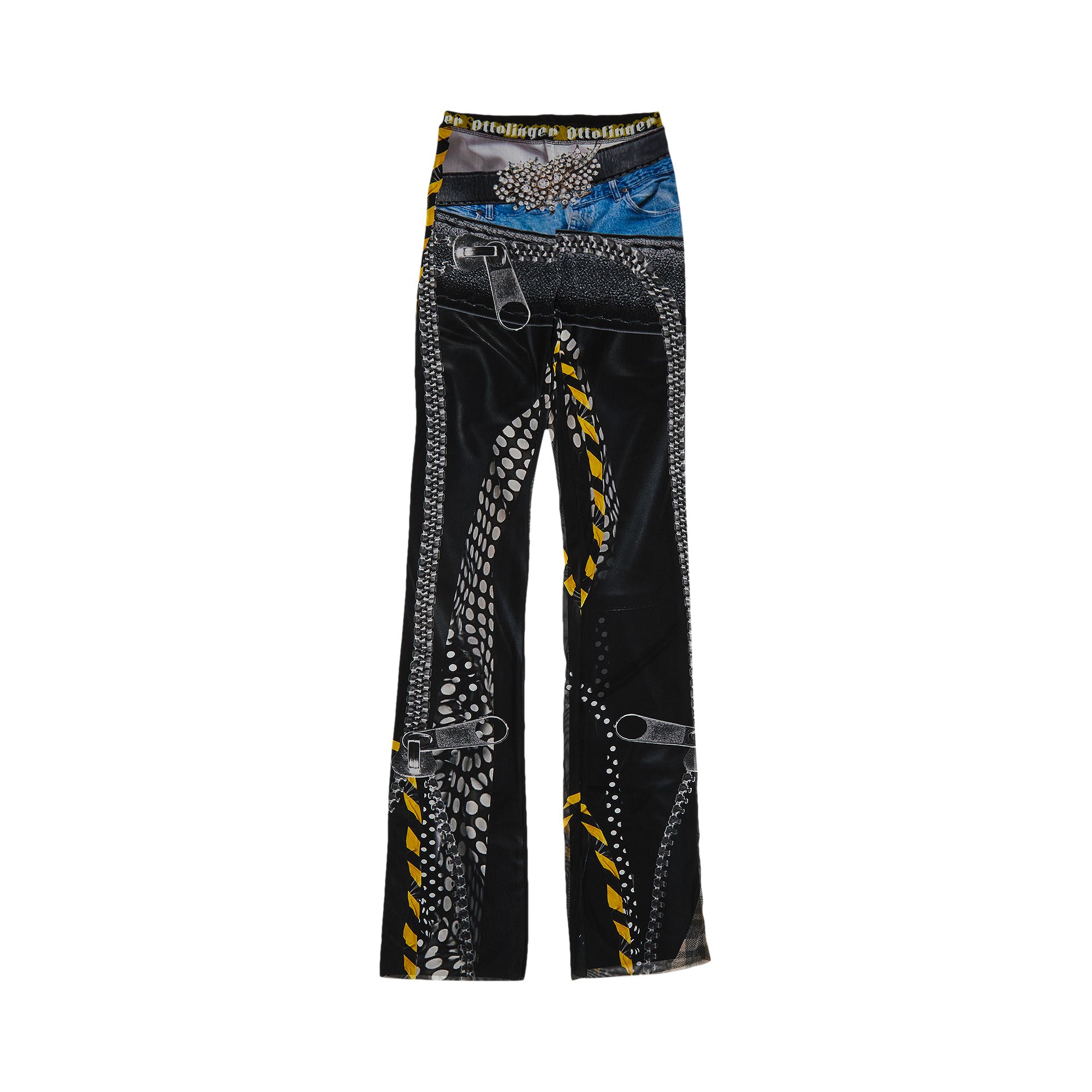 Pre-owned Ottolinger Mesh Pants 'polka Dot Zip Print' | Black | Women's Size L