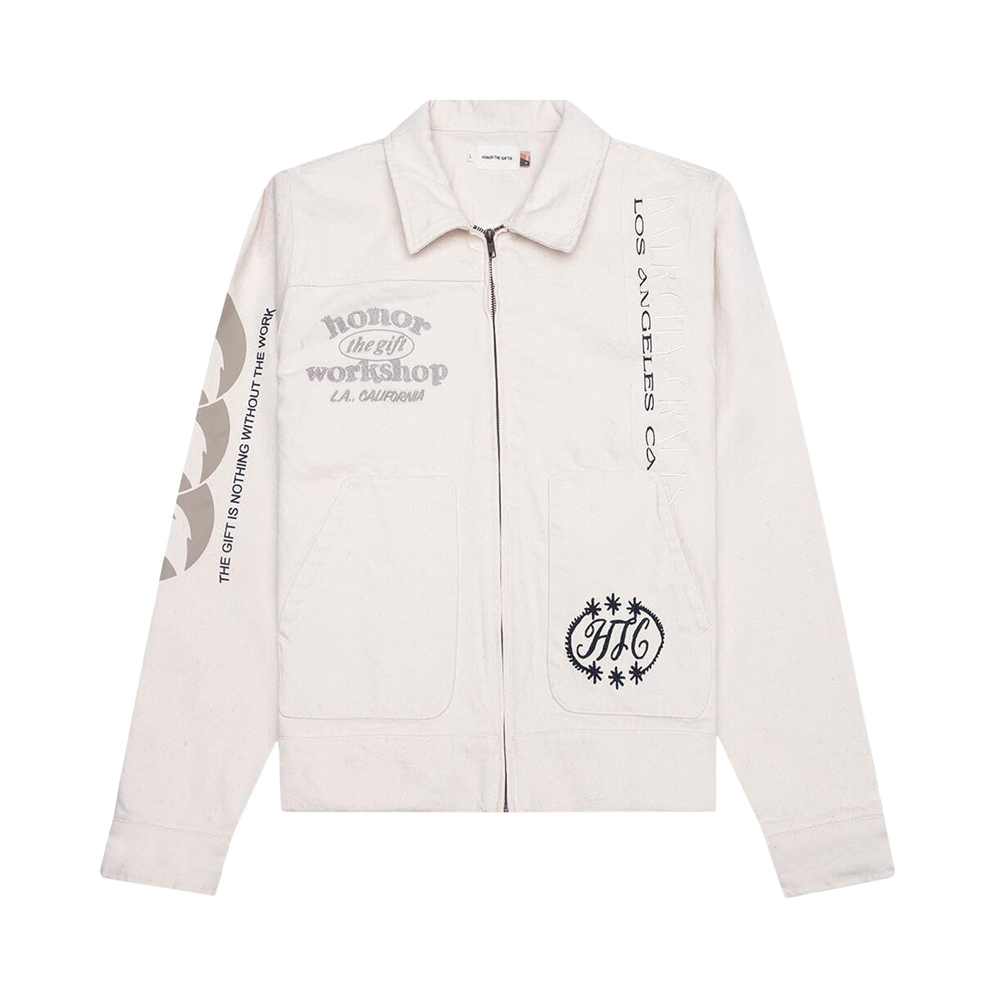 Pre-owned Honor The Gift Banner Jacket 'natural' | Cream | Men's Size M In White