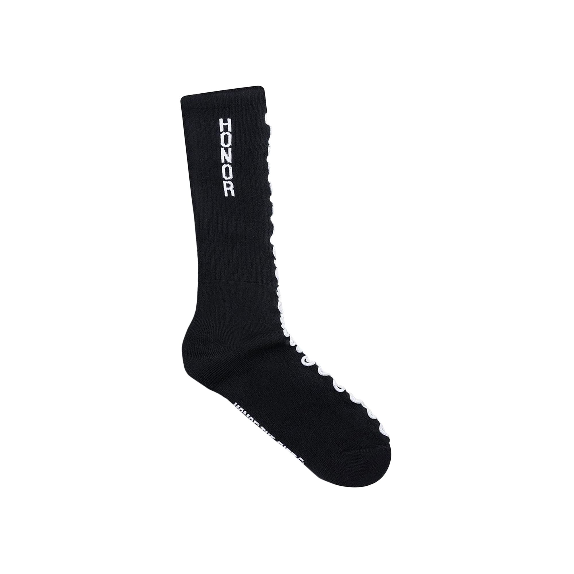Pre-owned Honor The Gift Embroidery Edge Ribbed Sock 'black' | Men's Size Onesize