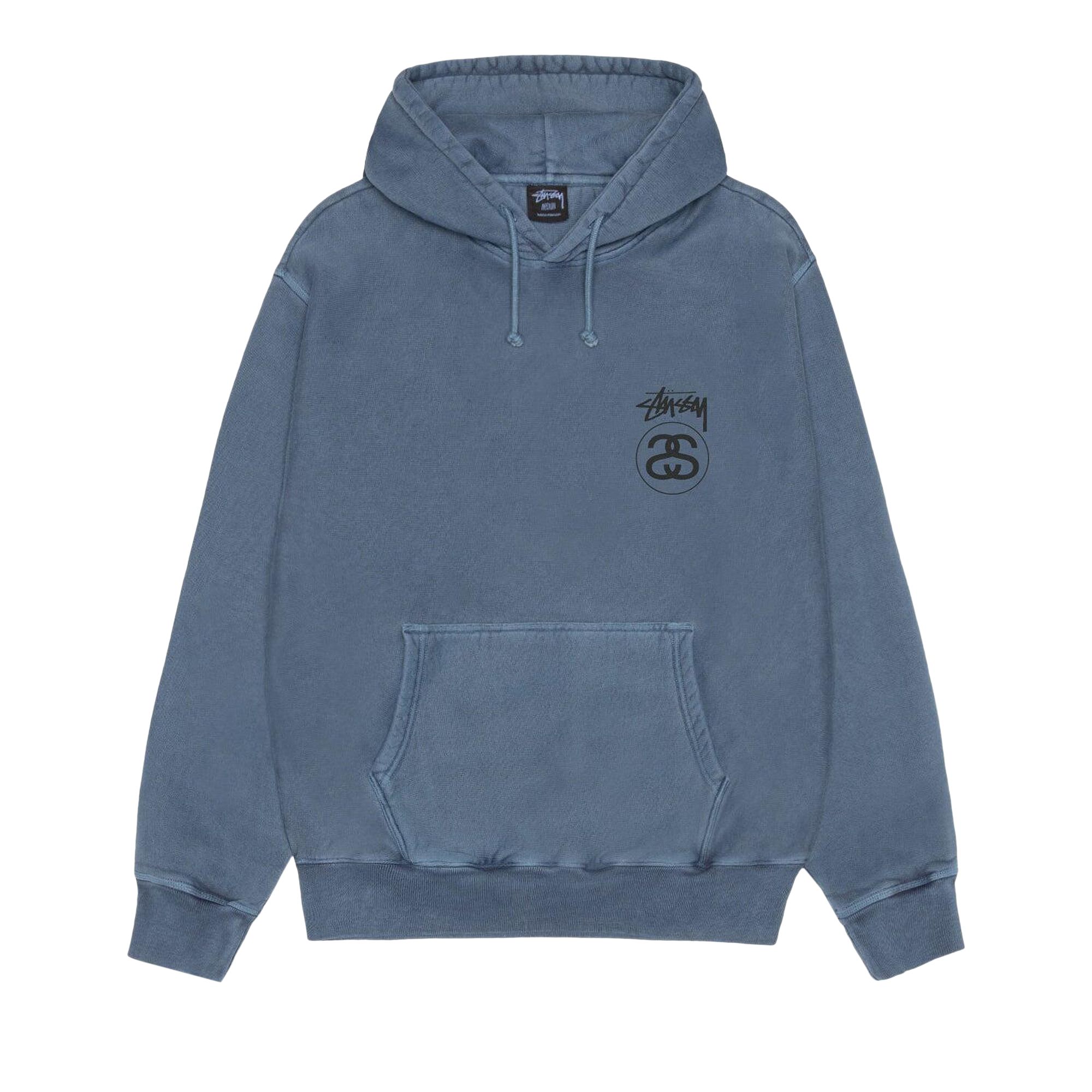 Pre-owned Stussy Stock Link Hoodie Pigment Dyed 'navy' | Blue | Men's Size Xl