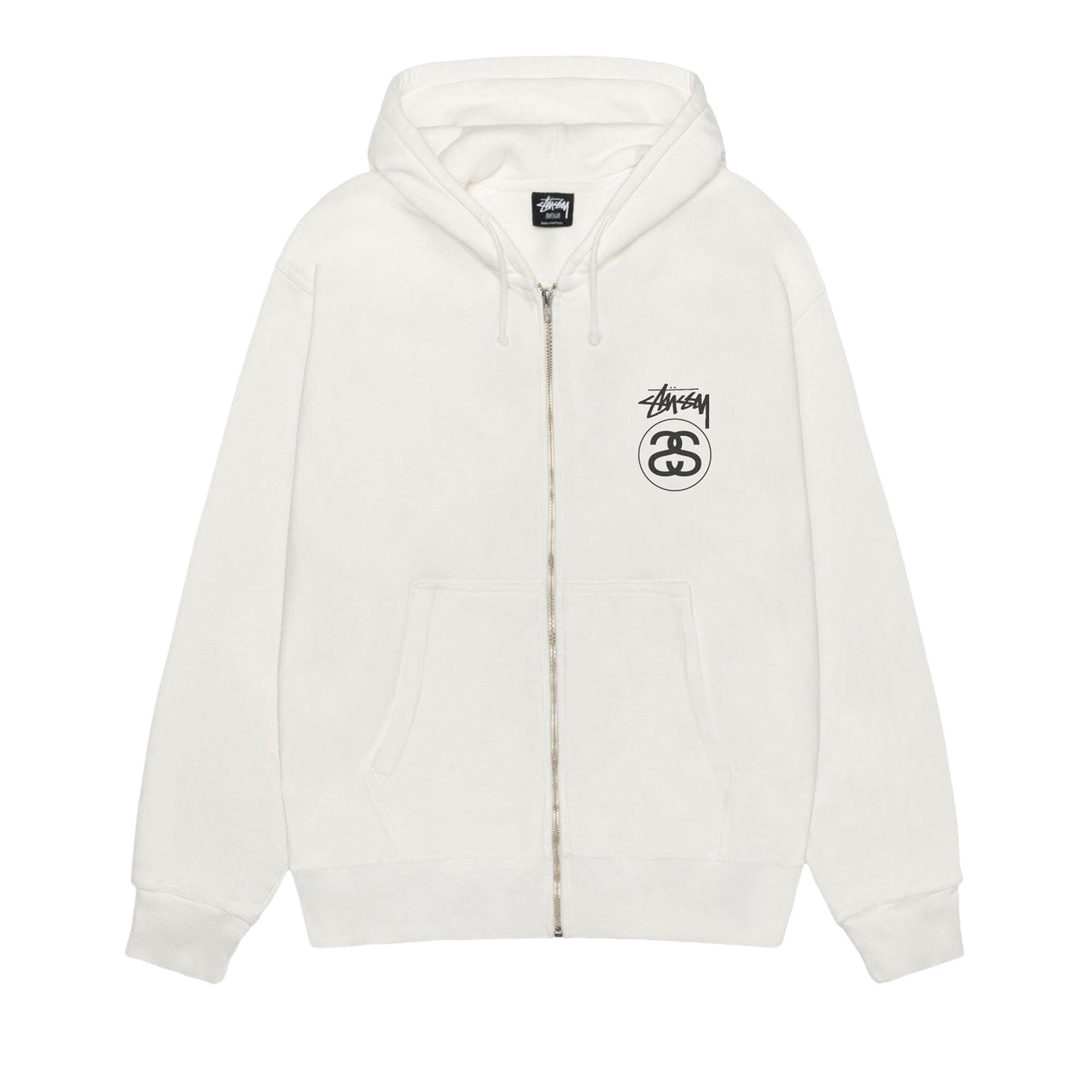 Pre-owned Stussy Stock Link Zip Hoodie Pigment Dyed 'natural' | Cream | Men's Size M In White