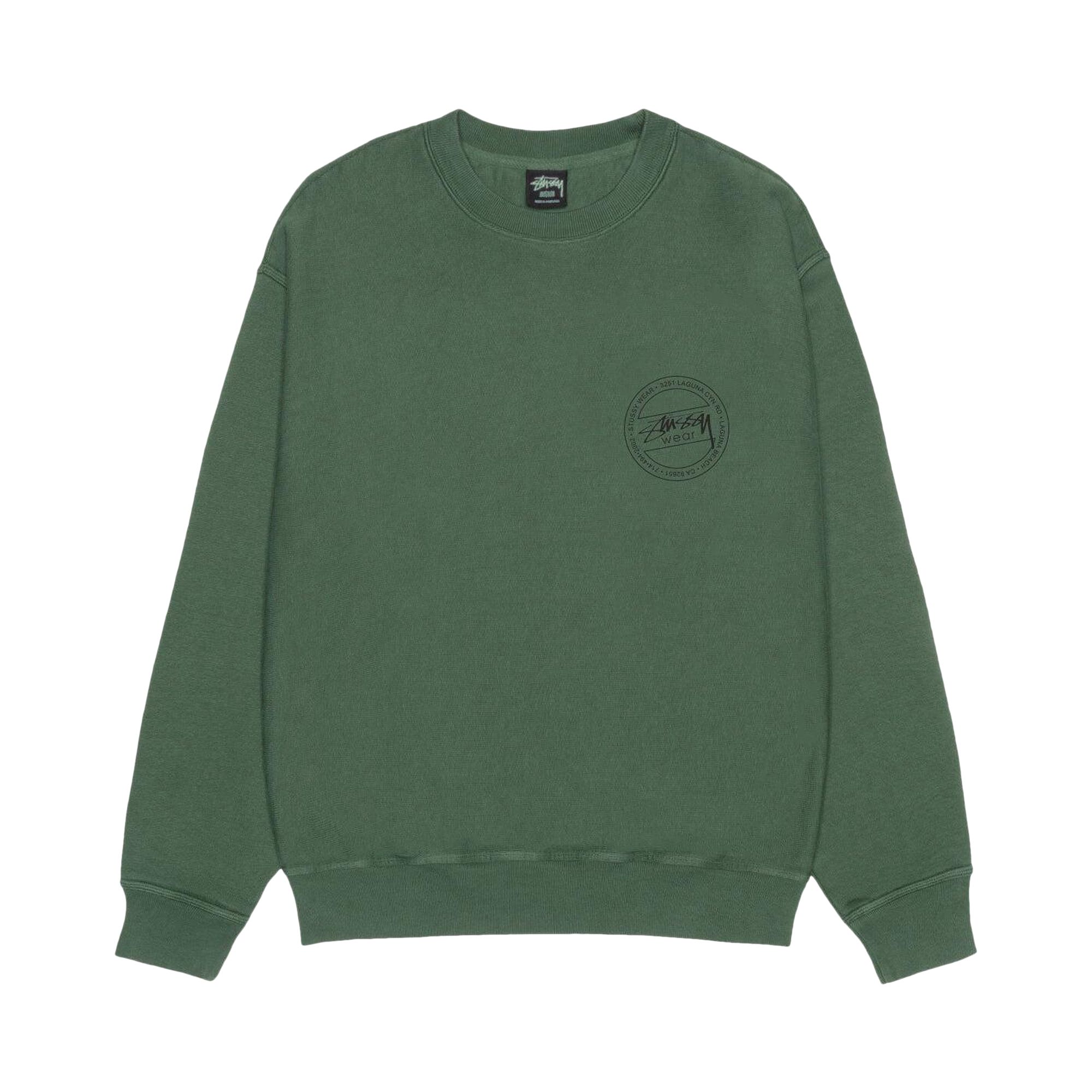 Pre-owned Stussy Wear Crew Pigment Dyed 'pine' | Green | Men's Size L