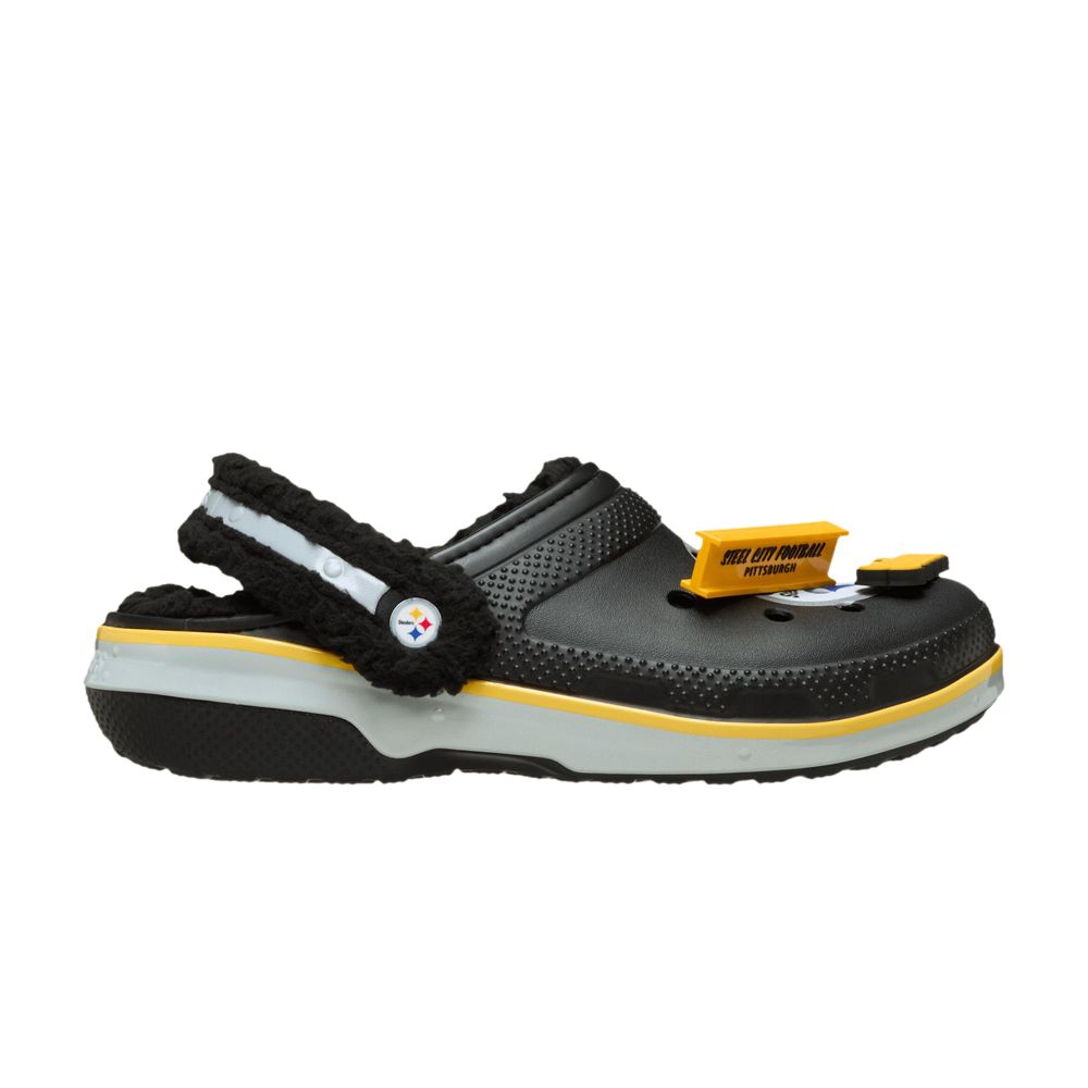 Pre-owned Crocs Nfl X Classic Lined Clog 'pittsburgh Steelers' | Black | Men's Size 12