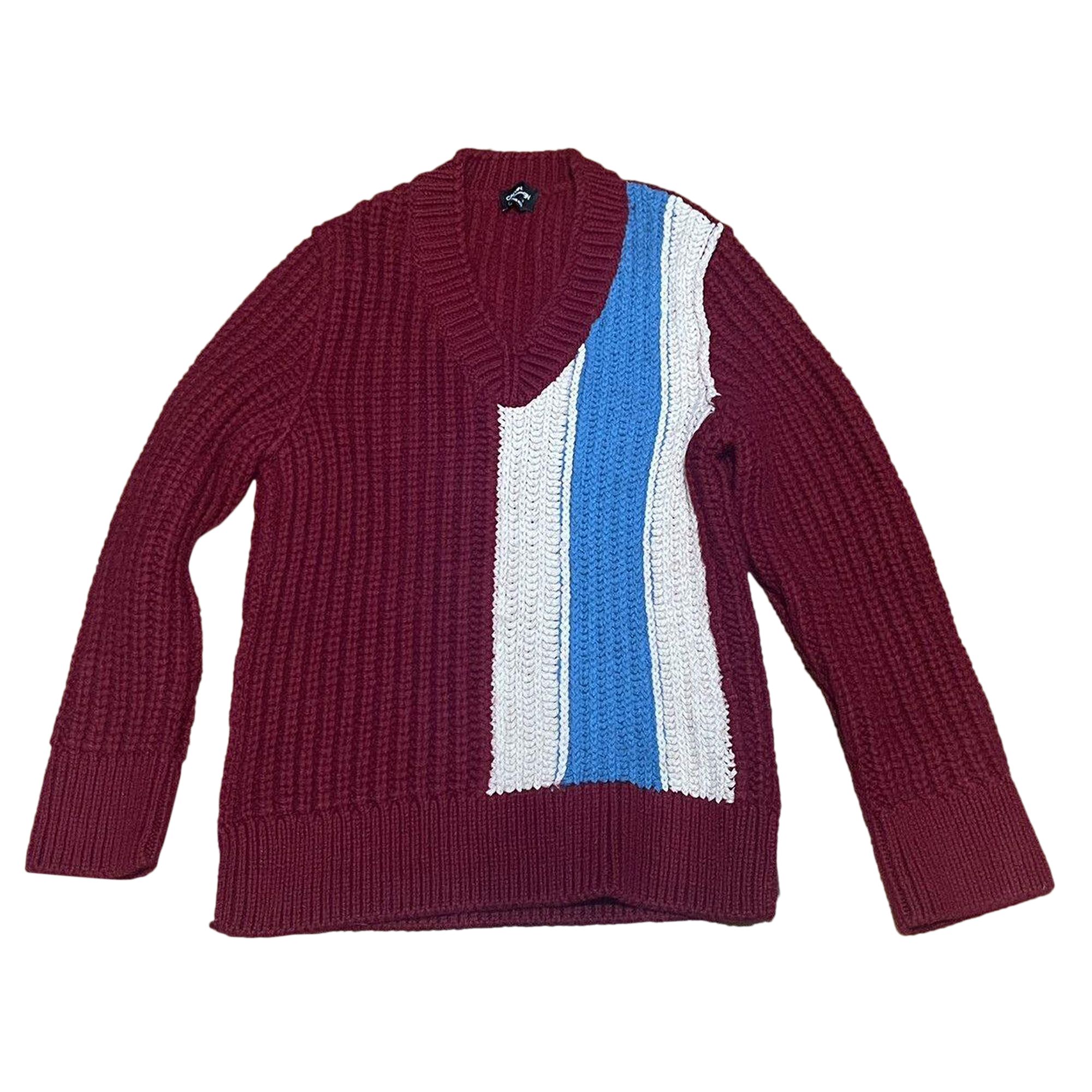 Pre-owned Calvin Klein 205w39nyc Oversized V-neck Knit Sweater 'red' | Men's Size Xs