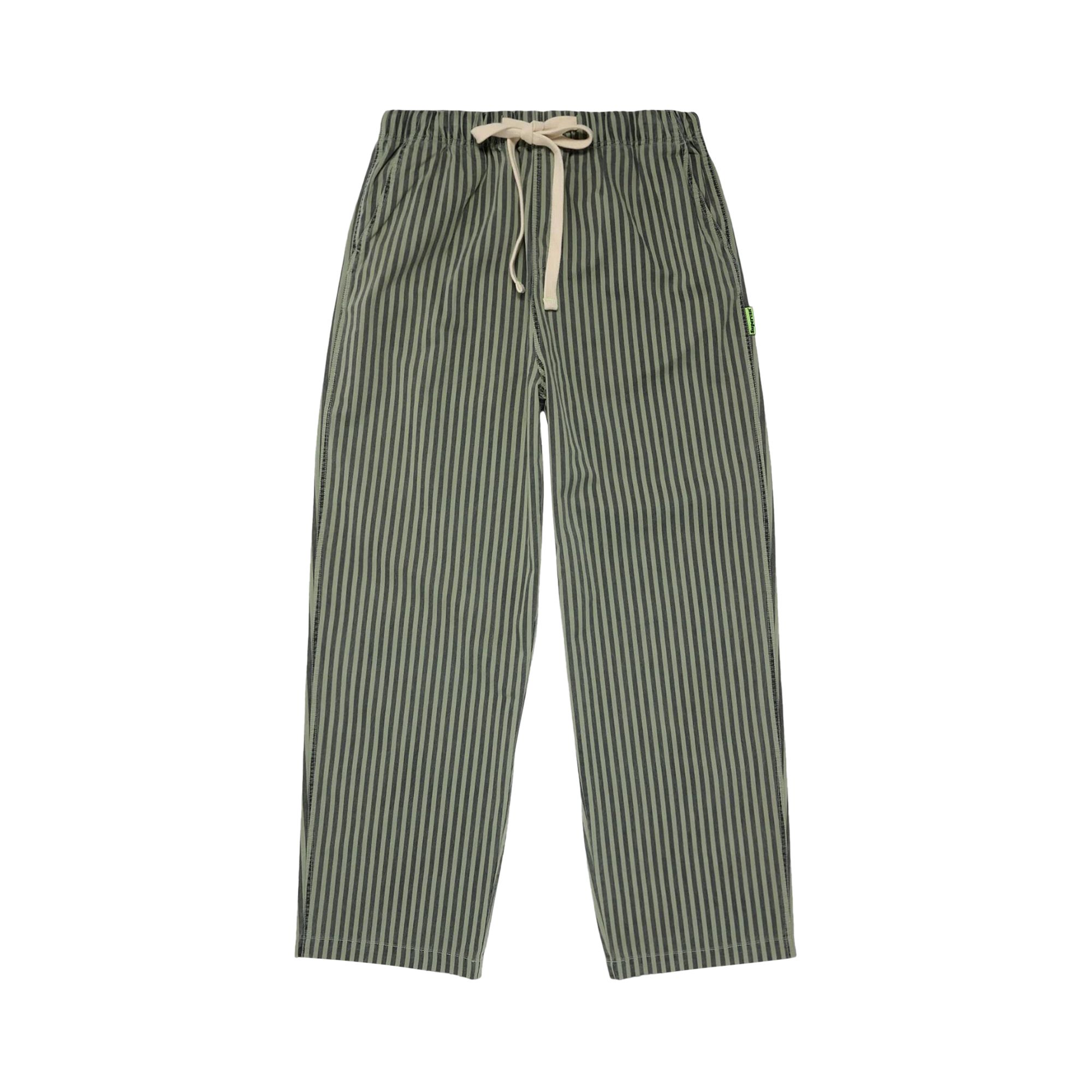 Pre-owned Supervsn Washed Stripe Chef Pant 'lint' | Green | Men's Size L
