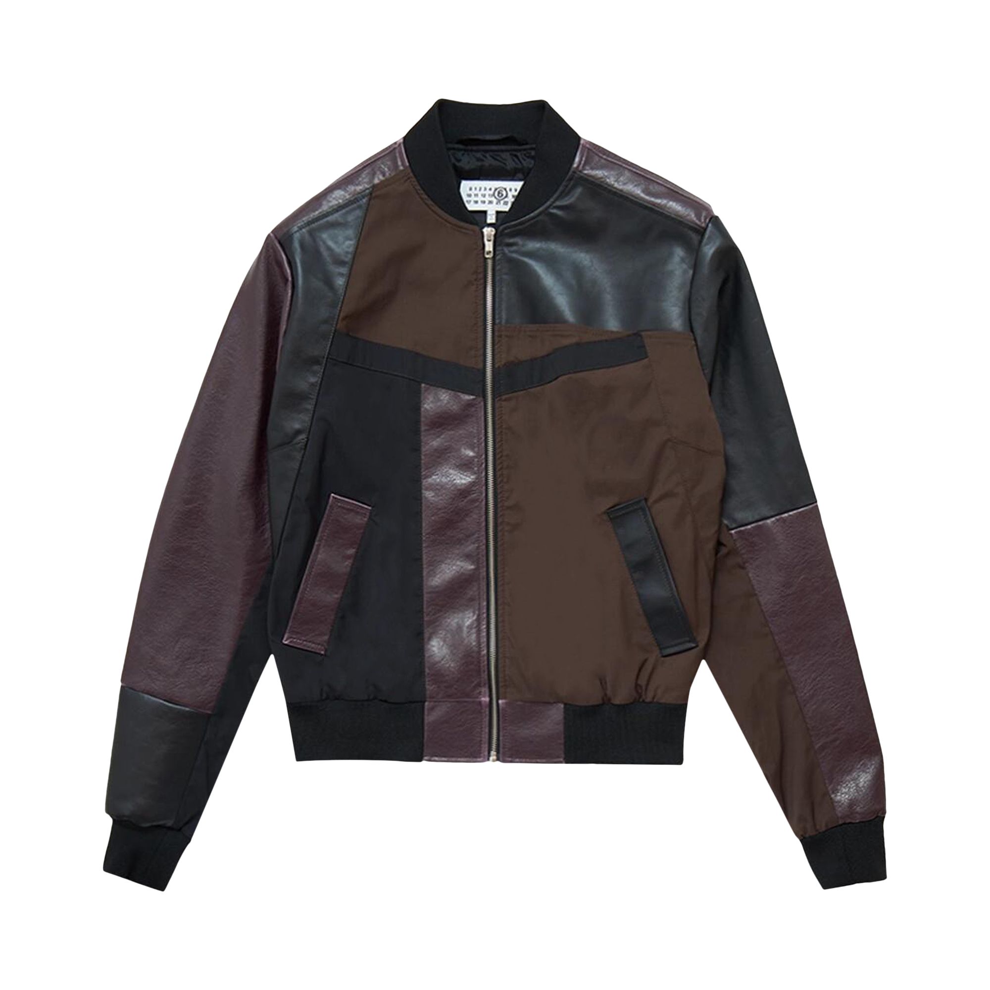 Pre-owned Mm6 Maison Margiela Paneled Bomber Jacket 'brown/black/burgundy' | Men's Size 48