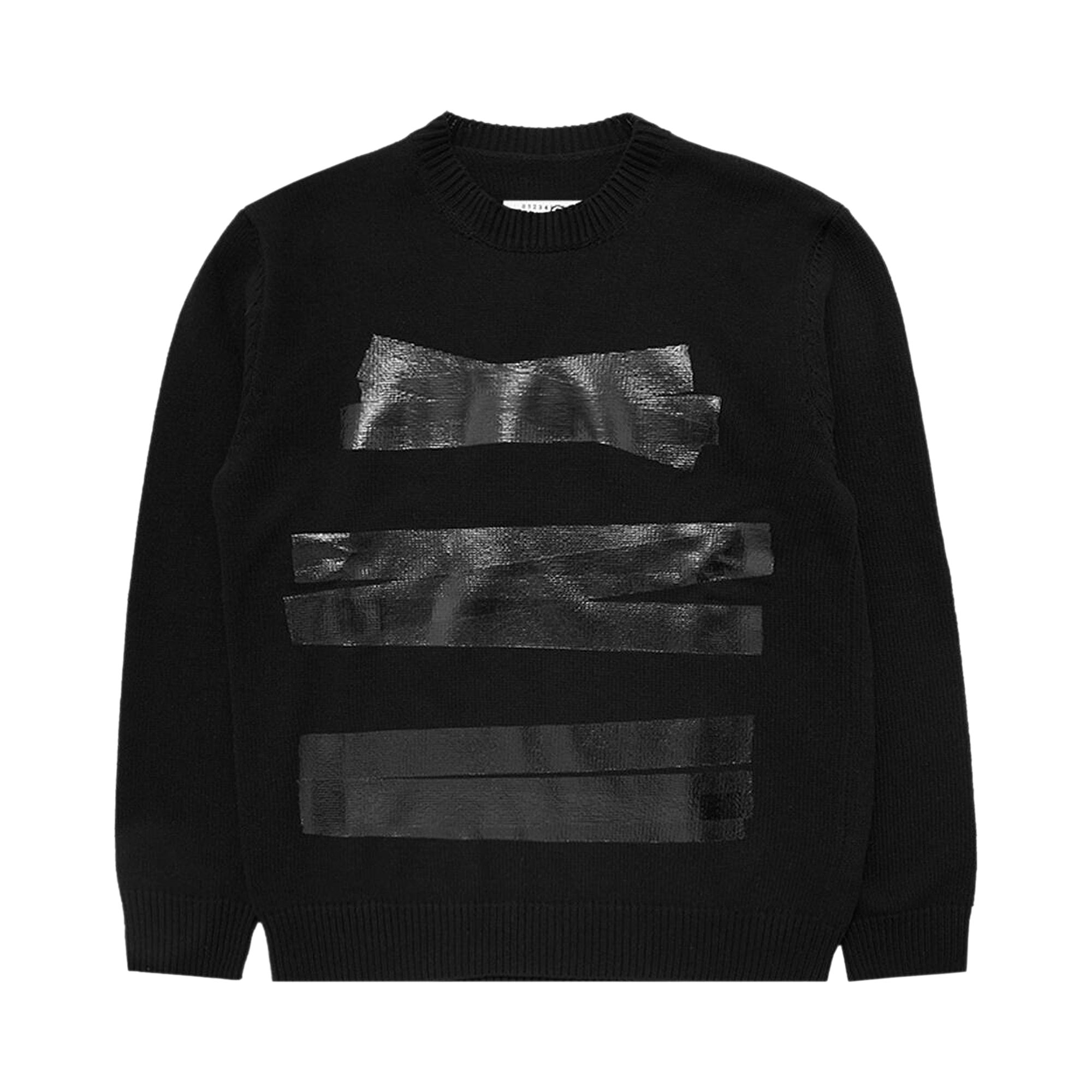 Pre-owned Mm6 Maison Margiela Tape Crewneck Sweater 'black' | Men's Size Xl