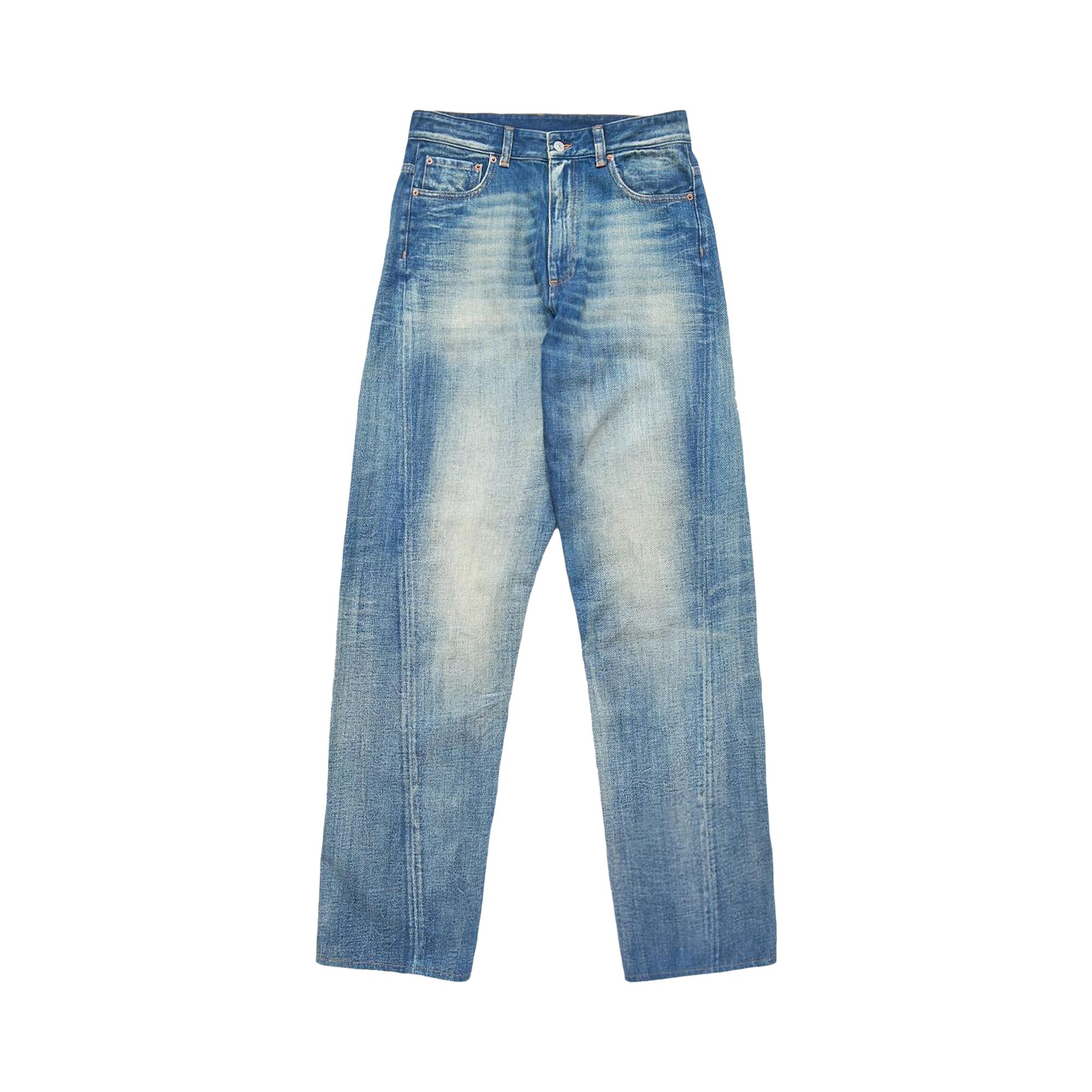 Pre-owned Mm6 Maison Margiela Washed Denim Jeans 'medium Blue' | Men's Size 33