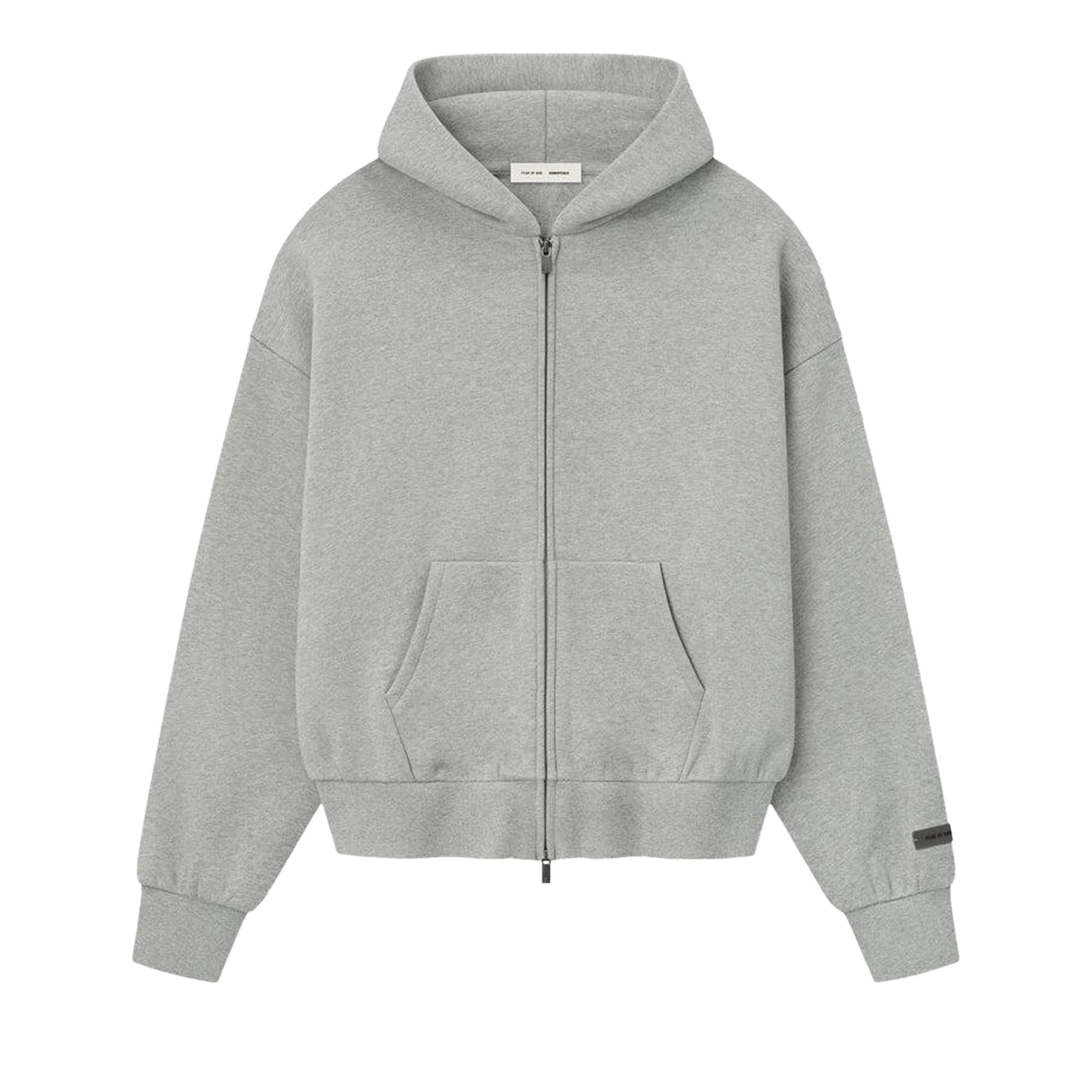 Pre-owned Essentials Fear Of God Classic Fleece Zip-up Hoodie 'concrete Heather' | Grey | Men's Size S In Gray