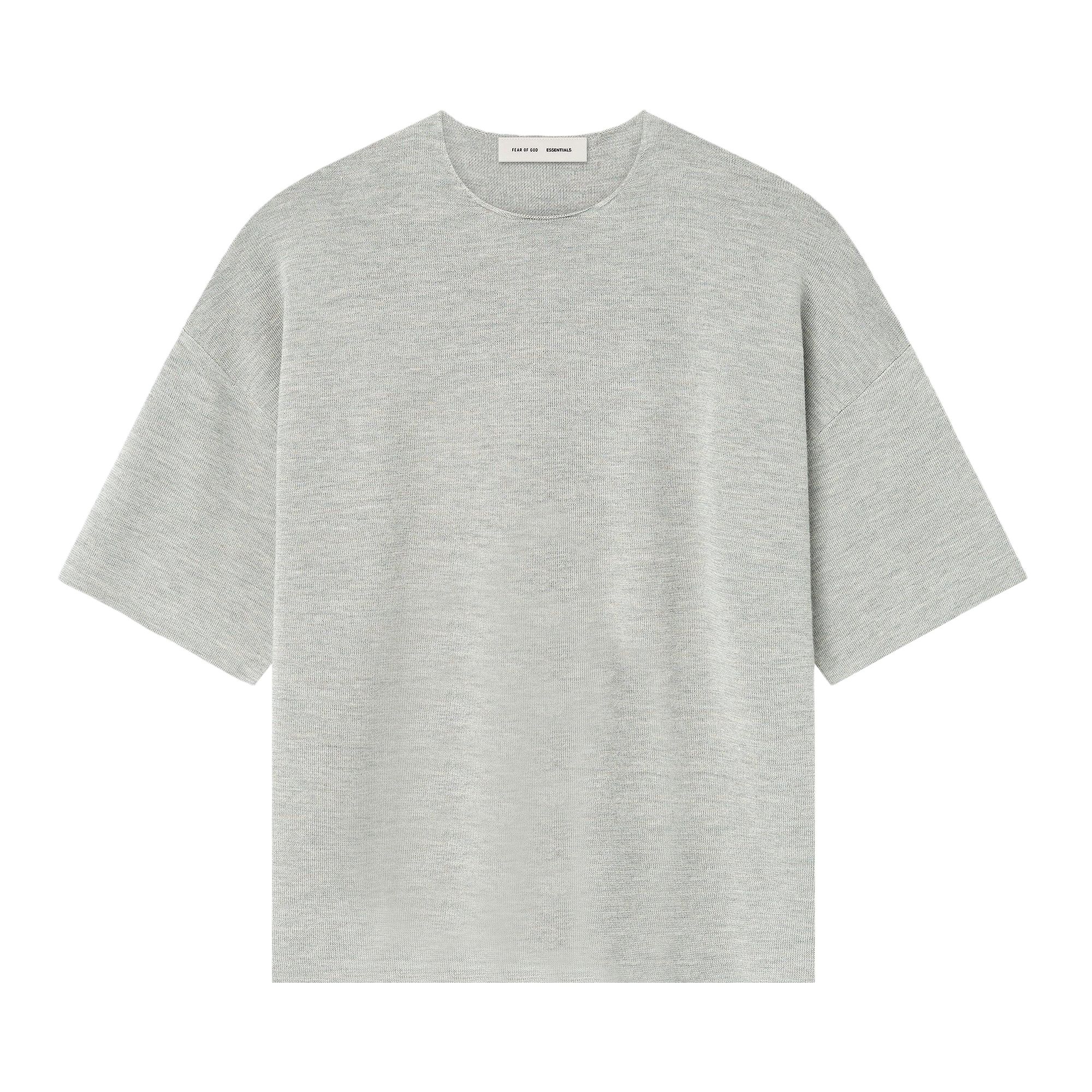 Pre-owned Essentials Fear Of God  Merino Short Sleeve Tee 'concrete Heather' | Grey | Men's Size S In Gray