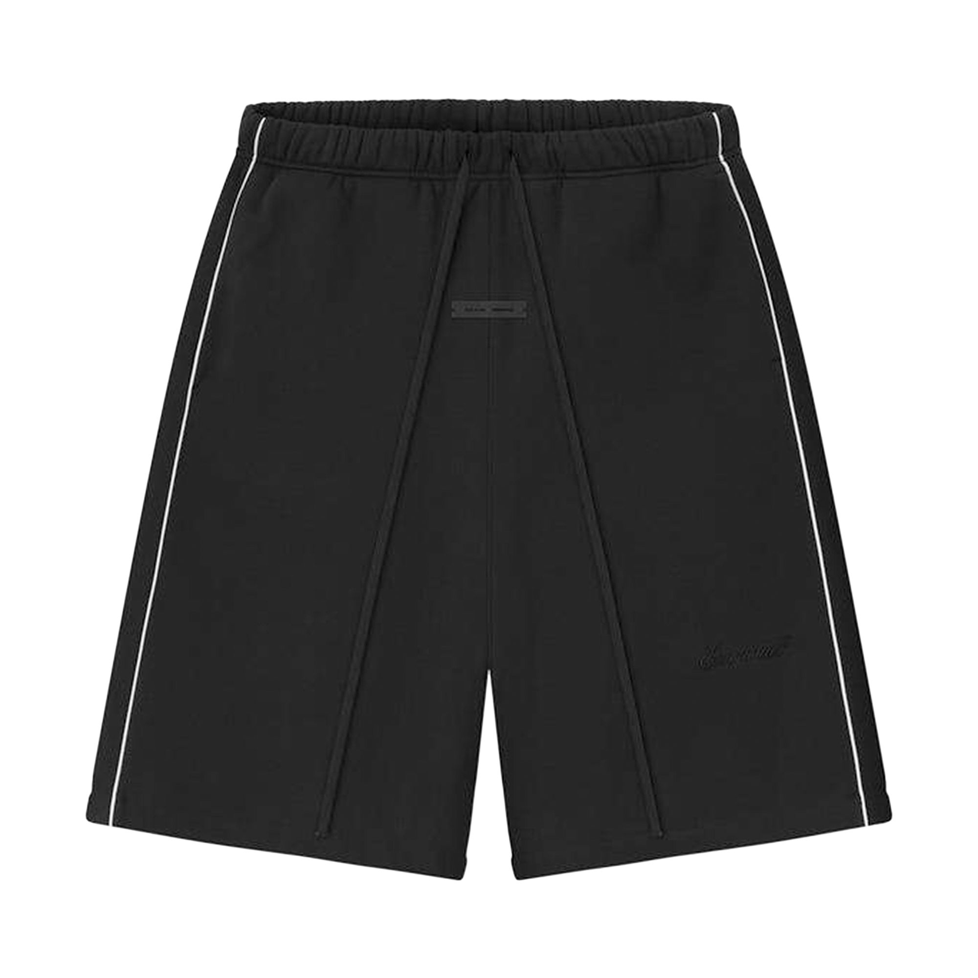 Pre-owned Essentials Fear Of God Relaxed Fleece Sweatshort With Piping 'jet Black/cloud White' | Men's Size L