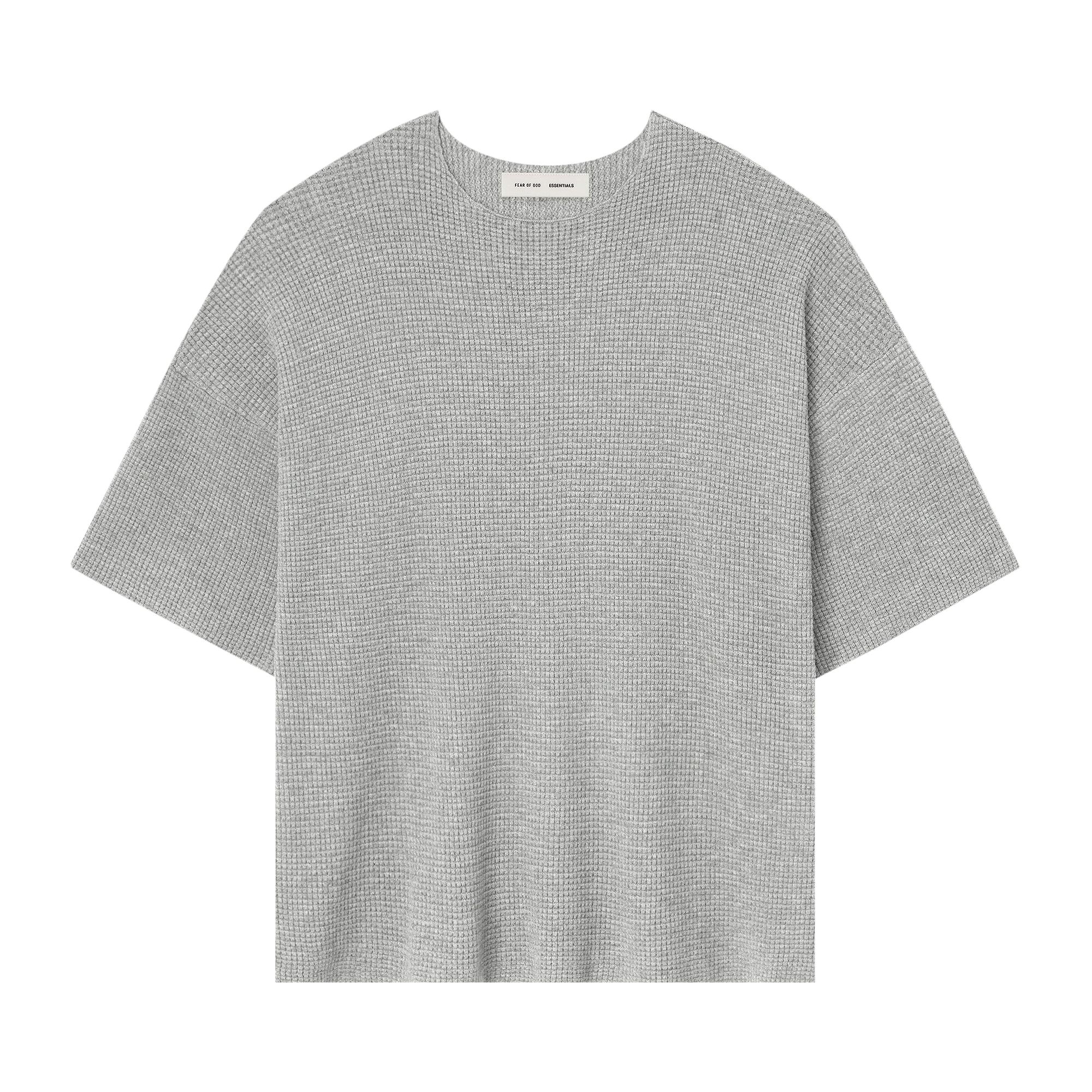 Pre-owned Essentials Fear Of God Waffle Short Sleeve Sweater 'concrete Heather' | Grey | Men's Size Xs In Gray