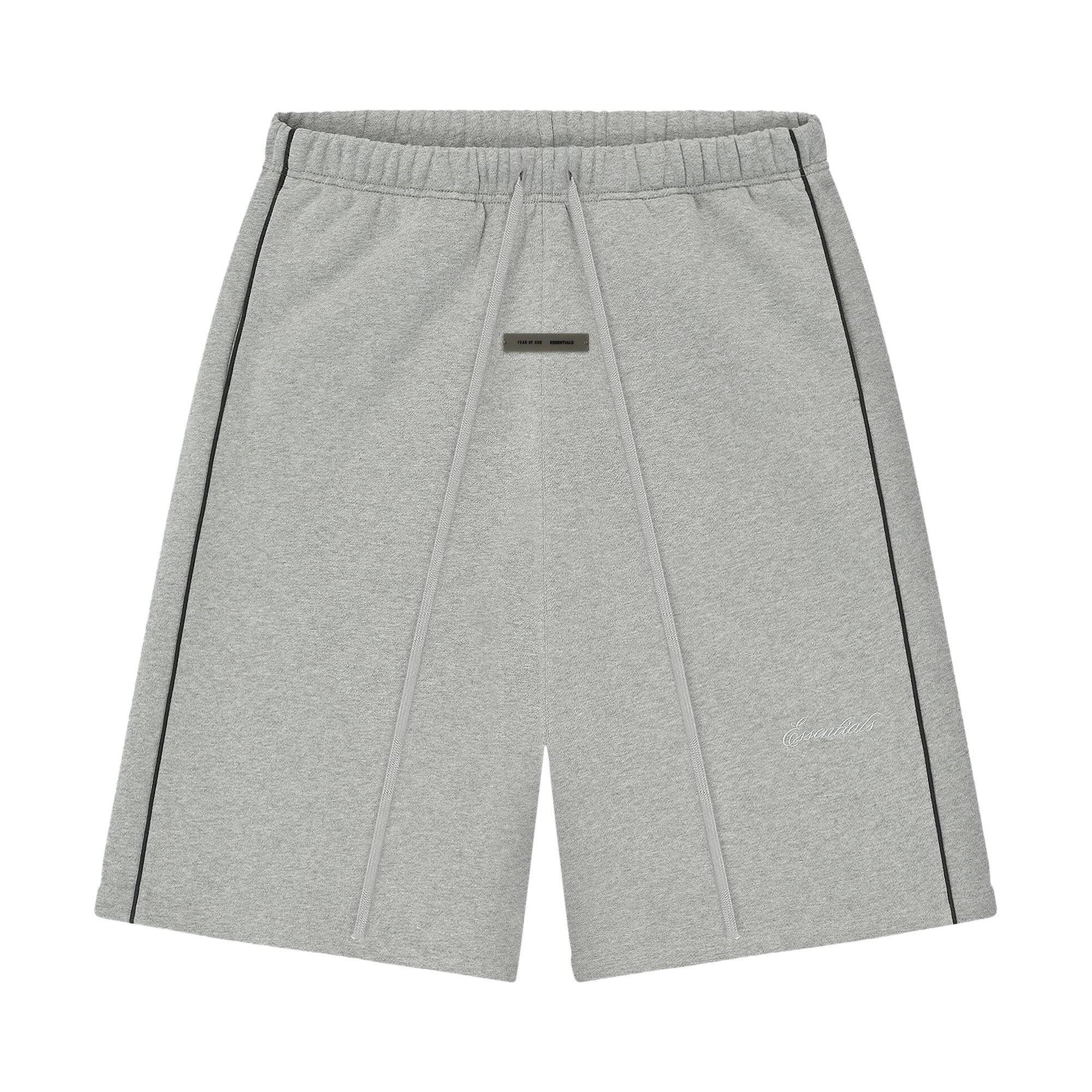 Pre-owned Essentials Fear Of God Relaxed Fleece Sweatshort With Piping 'concrete Heather/black' | Grey | Men's In Gray