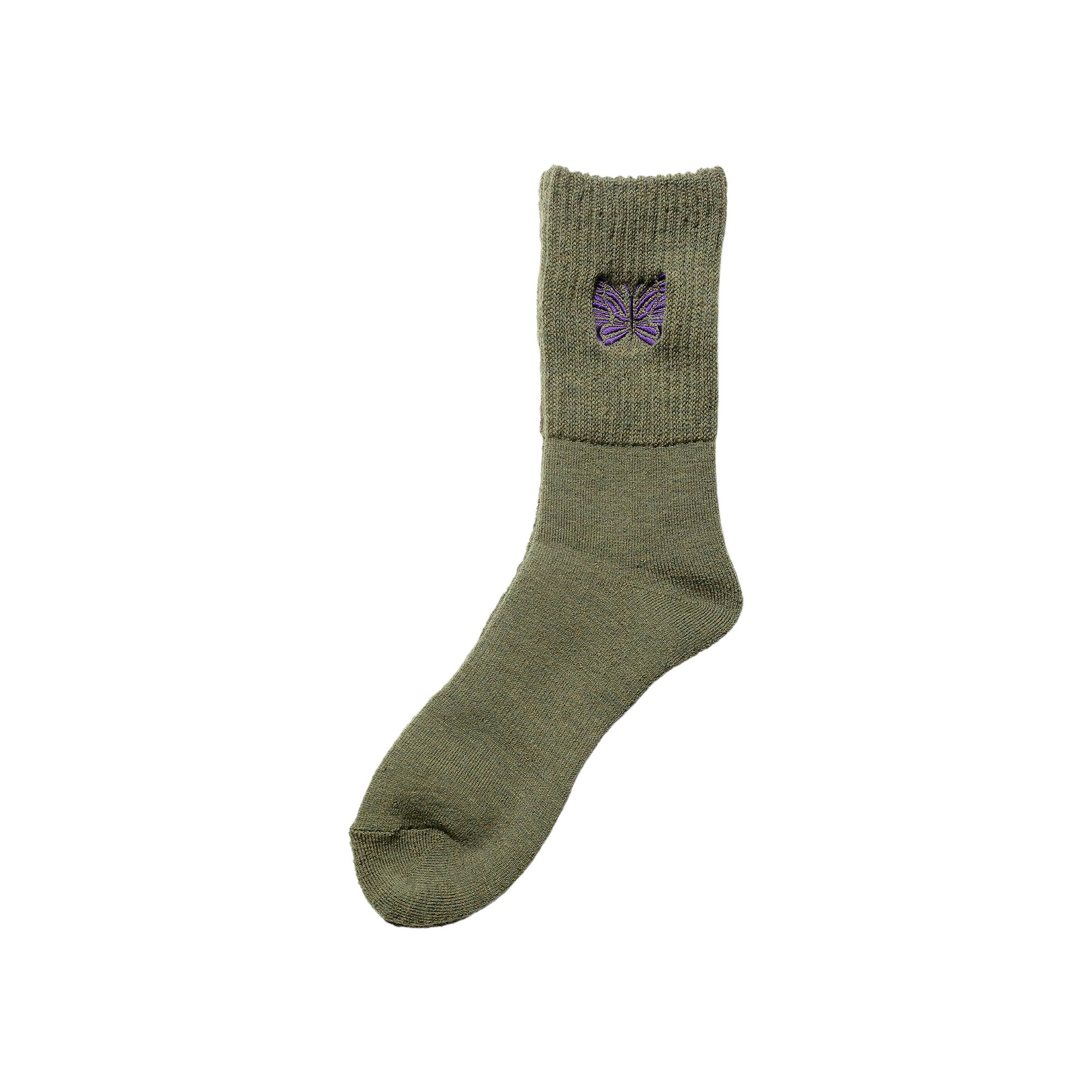 Pre-owned Needles Merino Wool Rib Socks 'olive' | Green | Men's Size M