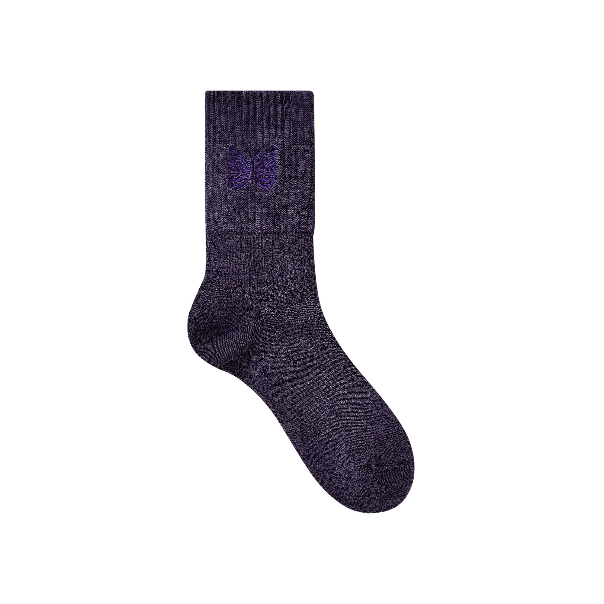 Pre-owned Needles Merino Wool Rib Socks 'purple' | Men's Size M