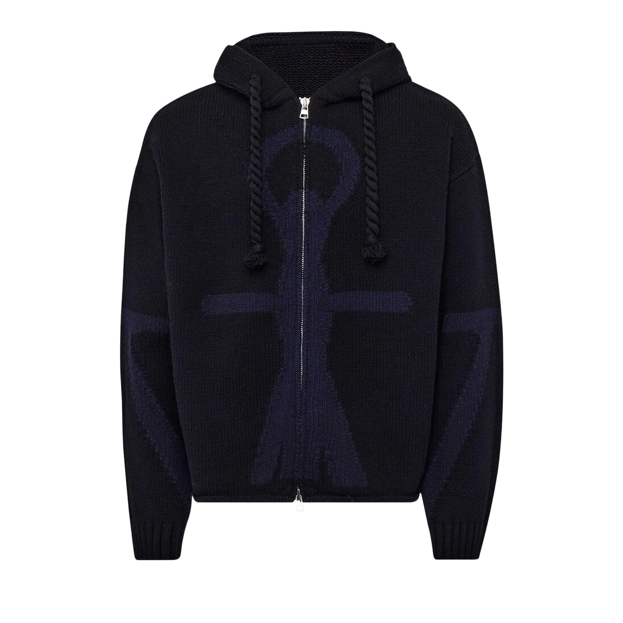 Pre-owned Jw Anderson Zip Up Anchor Hoodie 'black/navy' | Men's Size Xxl