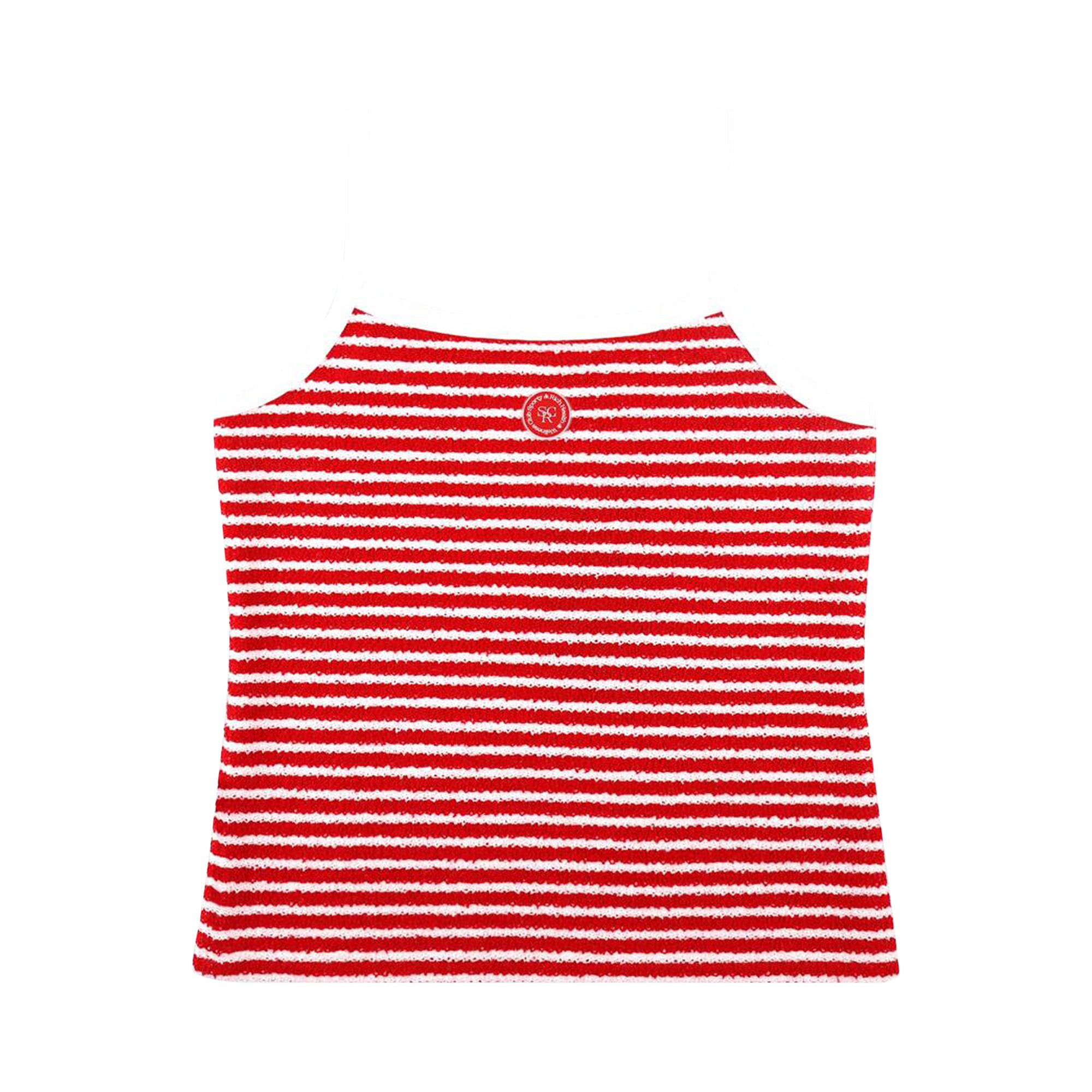 Pre-owned Sporty And Rich Sporty & Rich Serif Logo Striped Terry Tank 'fire Red Stripes' | Women's Size S