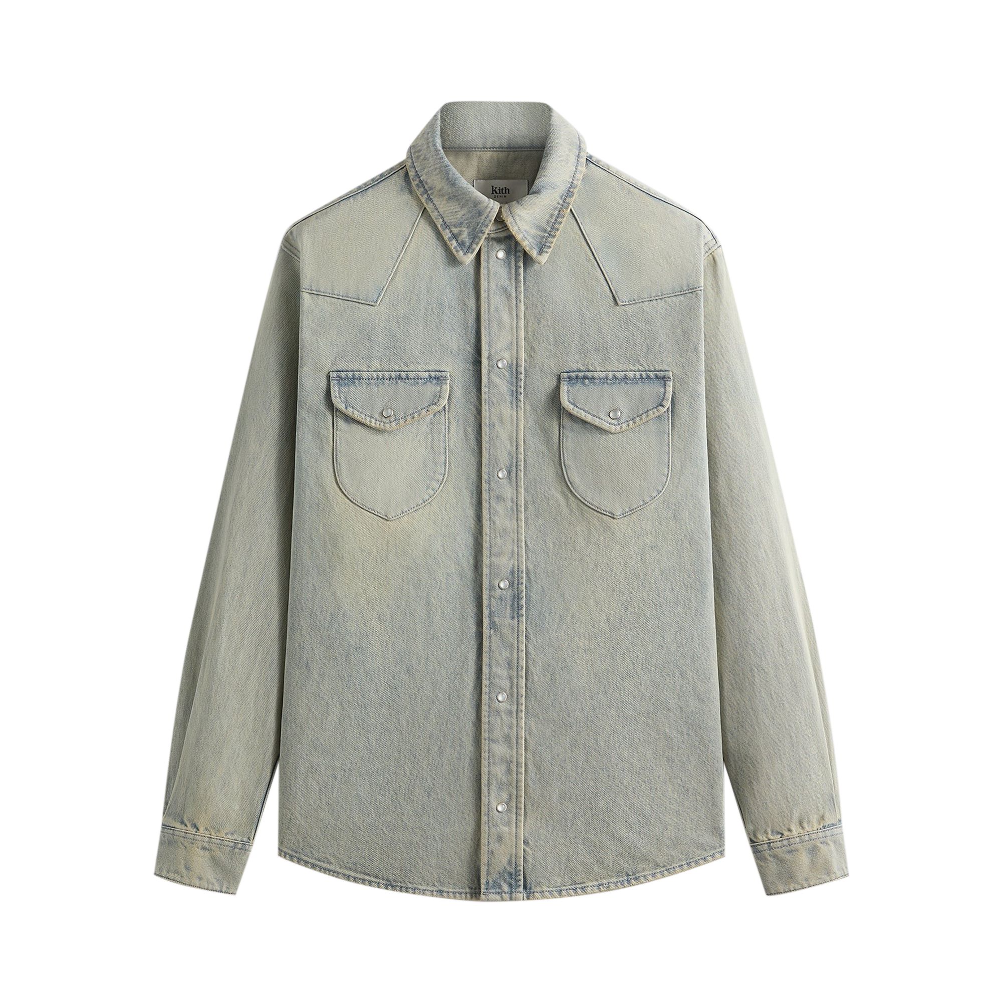 Pre-owned Kith Webster Denim Shirt 'keaton Wash' | Blue | Men's Size Xl