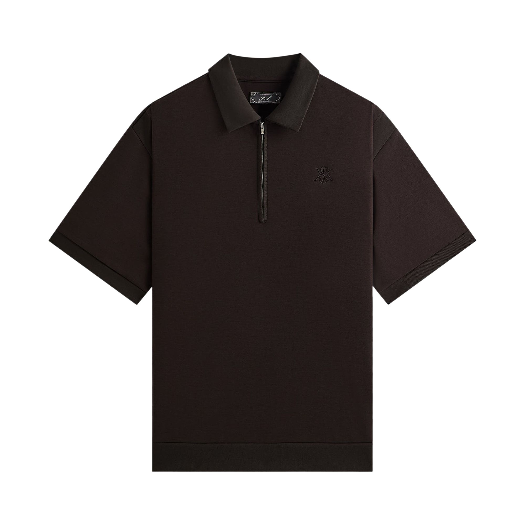 Pre-owned Kith Zip-front Performance Knit Ethan Polo 'kindling' | Brown | Men's Size Xl