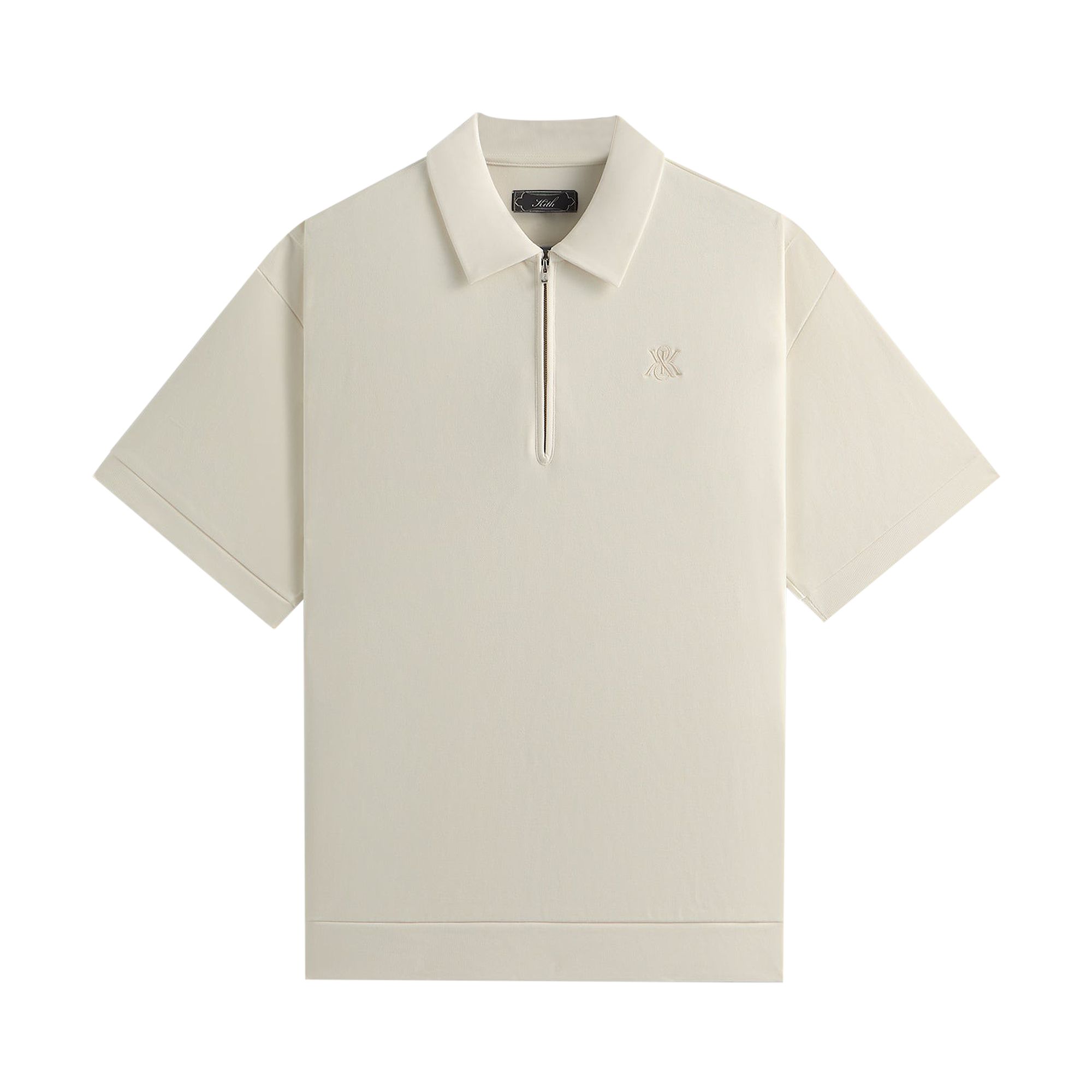 Pre-owned Kith Zip-front Performance Knit Ethan Polo 'sandrift' | Cream | Men's Size L In White