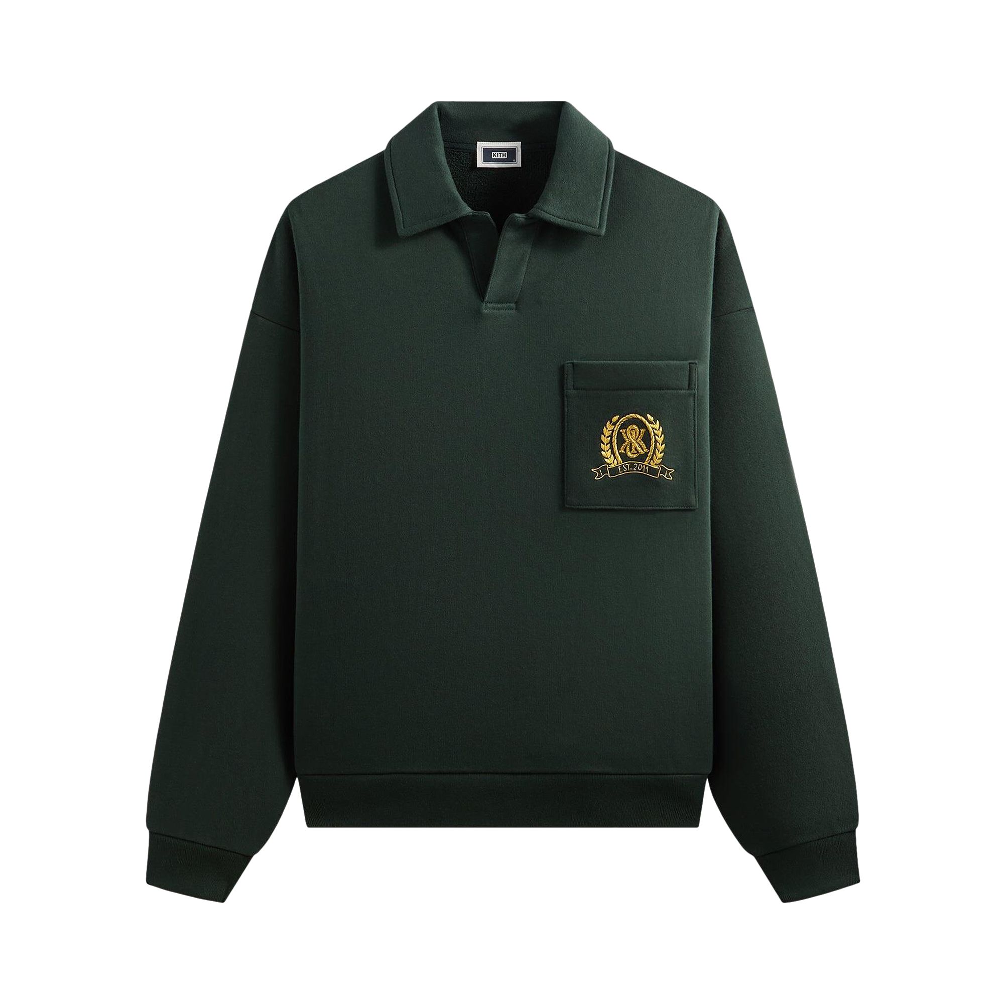 Pre-owned Kith & Kin Crest Gilded Crest Collared Rugby 'stadium' | Green | Men's Size Xxl