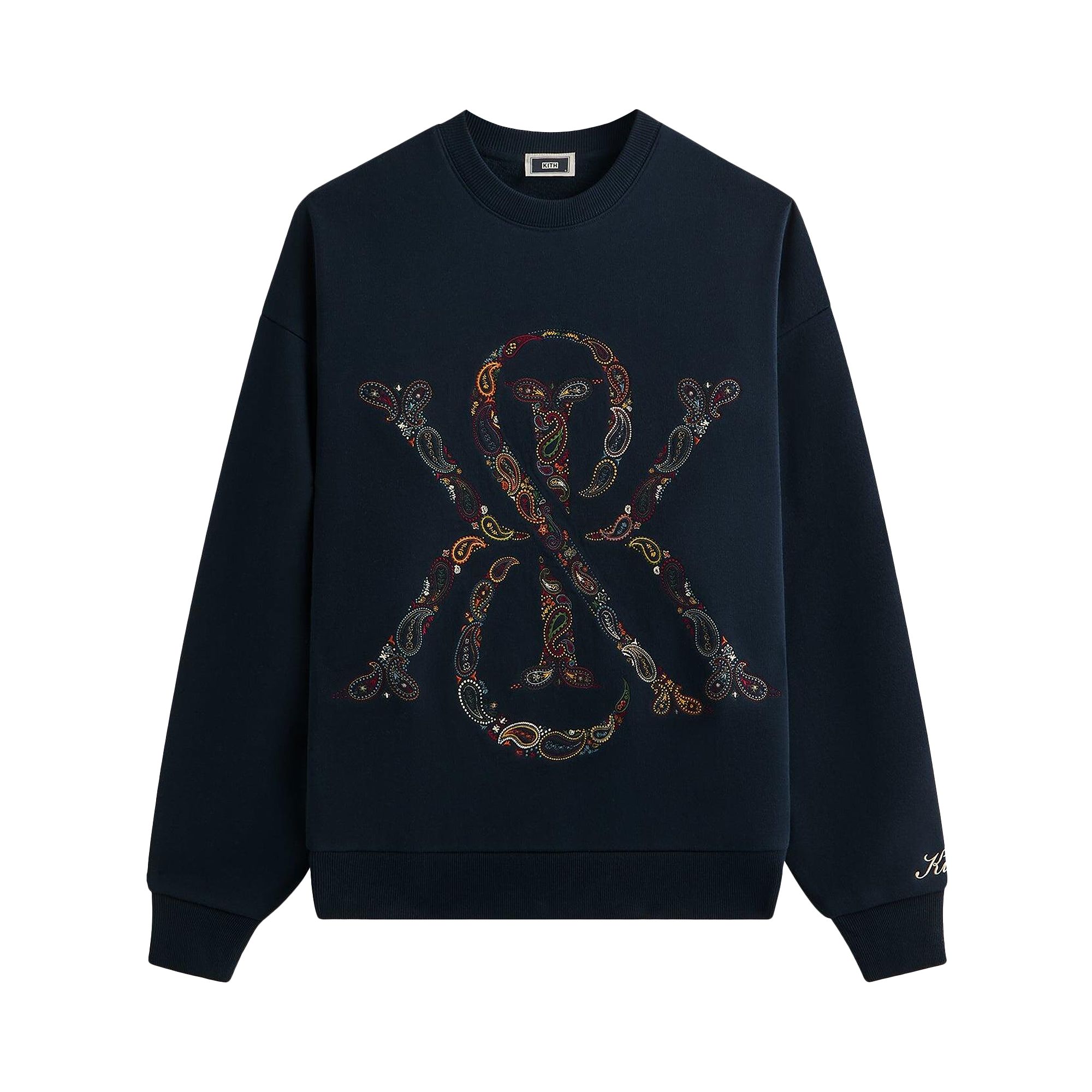 Pre-owned Kith & Kin Paisley Crest Nelson Crewneck 'nocturnal' | Black | Men's Size Xxl