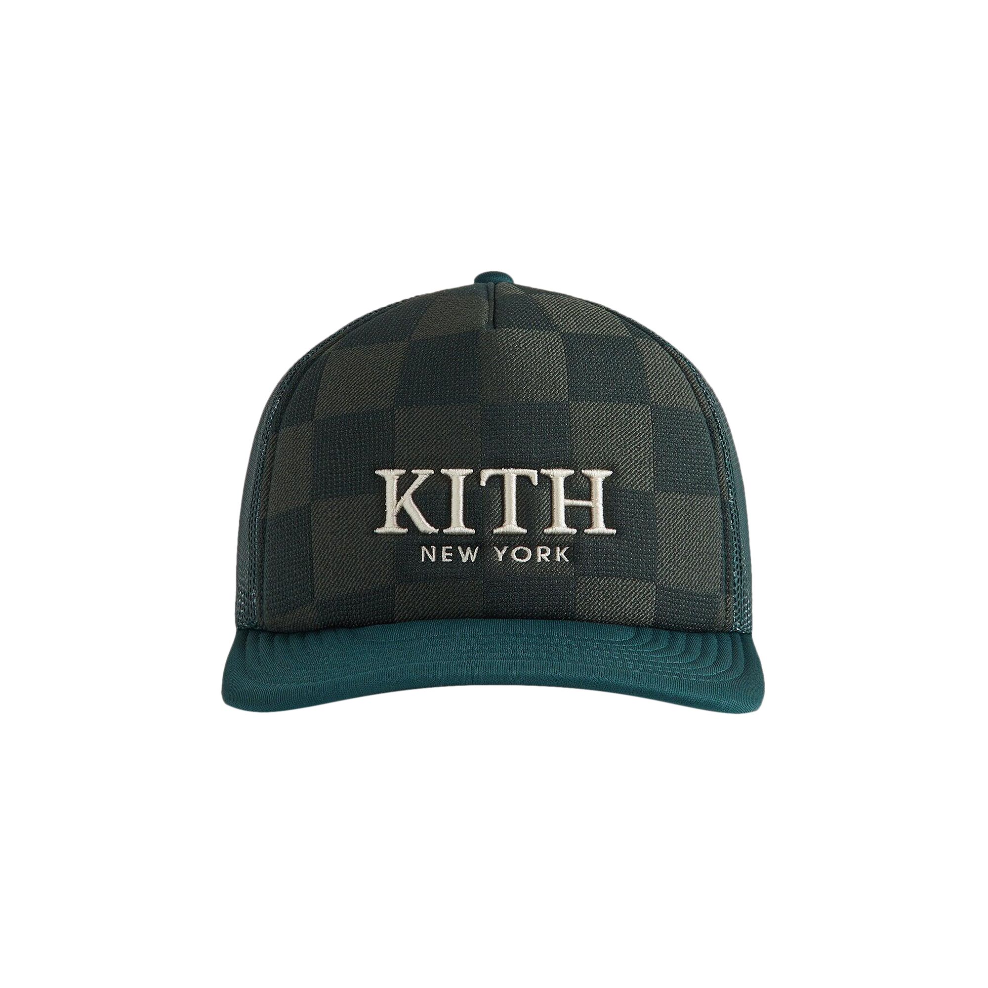 Pre-owned Kith Checkerboard Double Weave Nolan Trucker Hat 'stadium' | Green | Men's Size Onesize