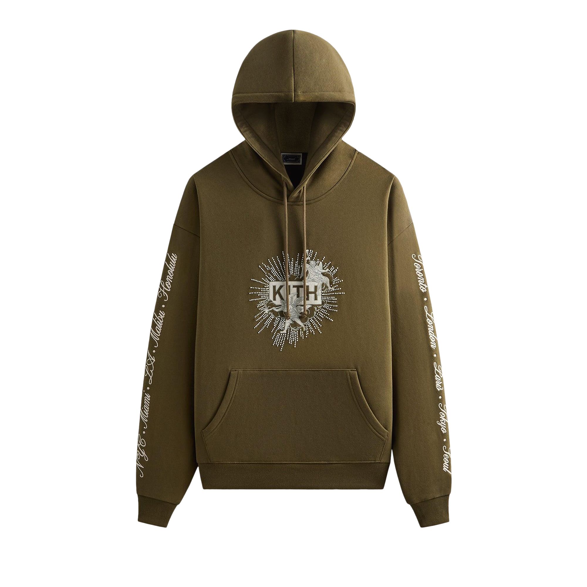 Pre-owned Kith Beaded Angel Nelson Hoodie 'moss' | Green | Men's Size Xs
