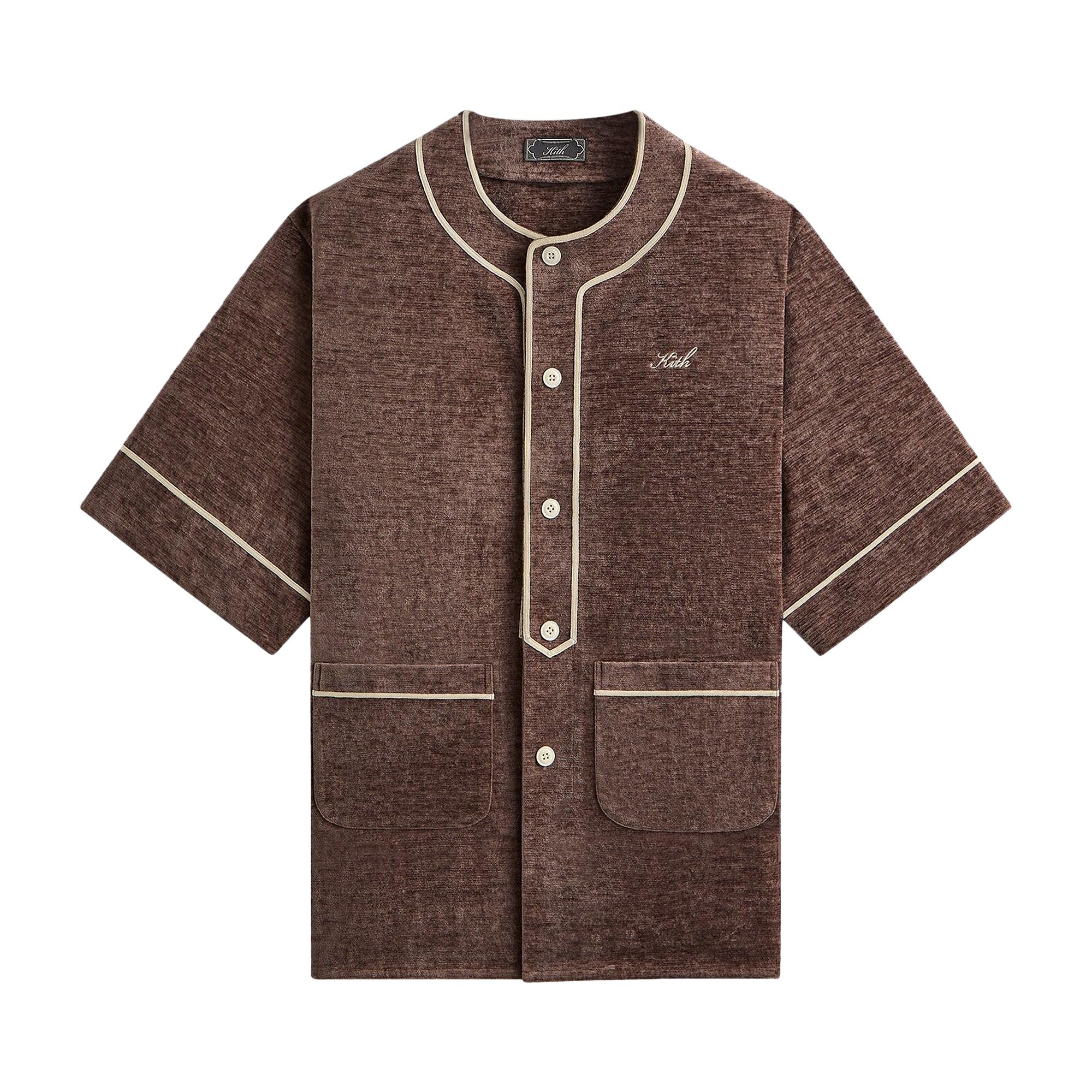 Pre-owned Kith Chenille Willis Baseball Shirt 'poise' | Tan | Men's Size Xs In Brown